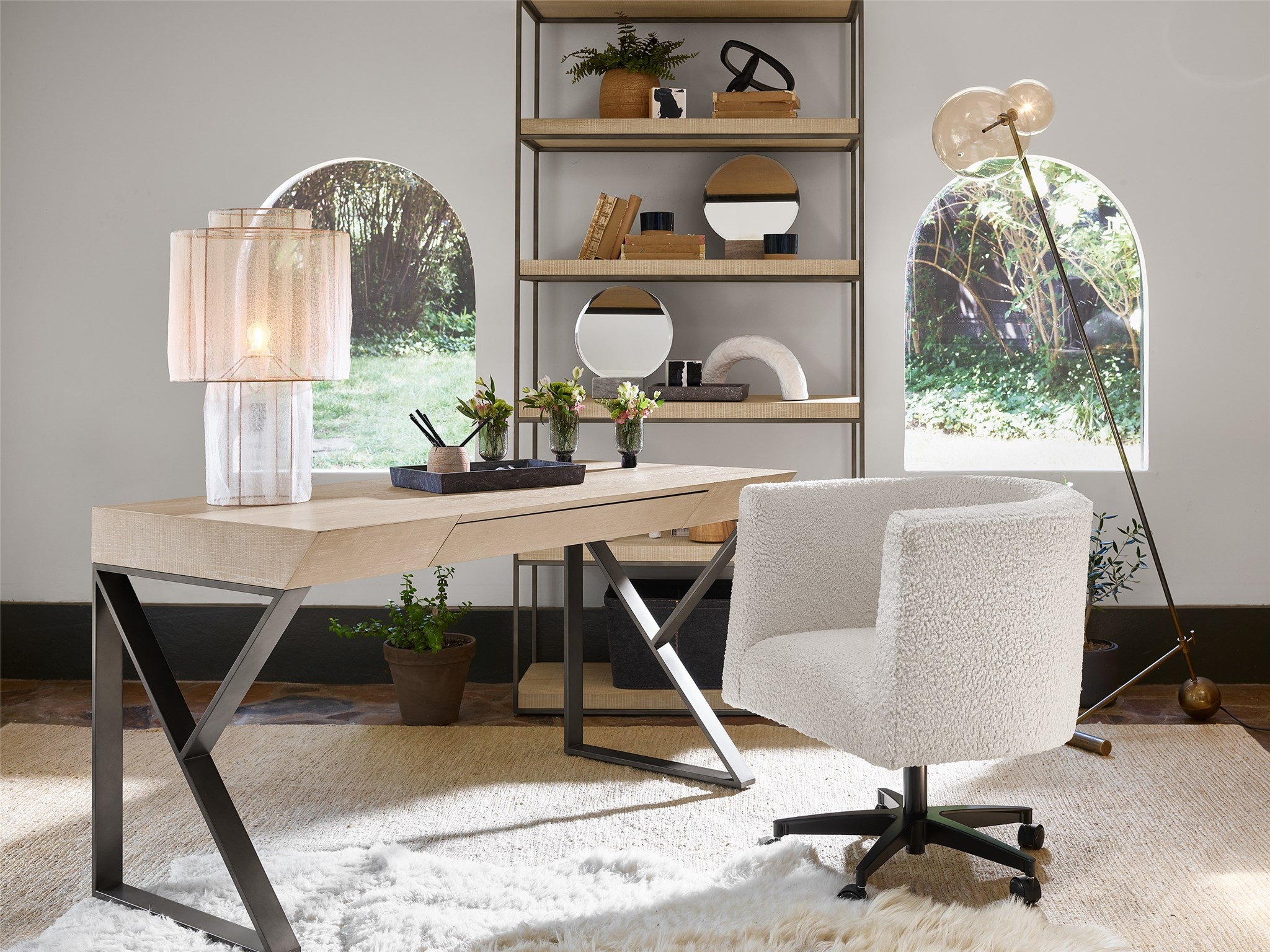 Ronan Wood/Metal Writing Desk w/Drawer