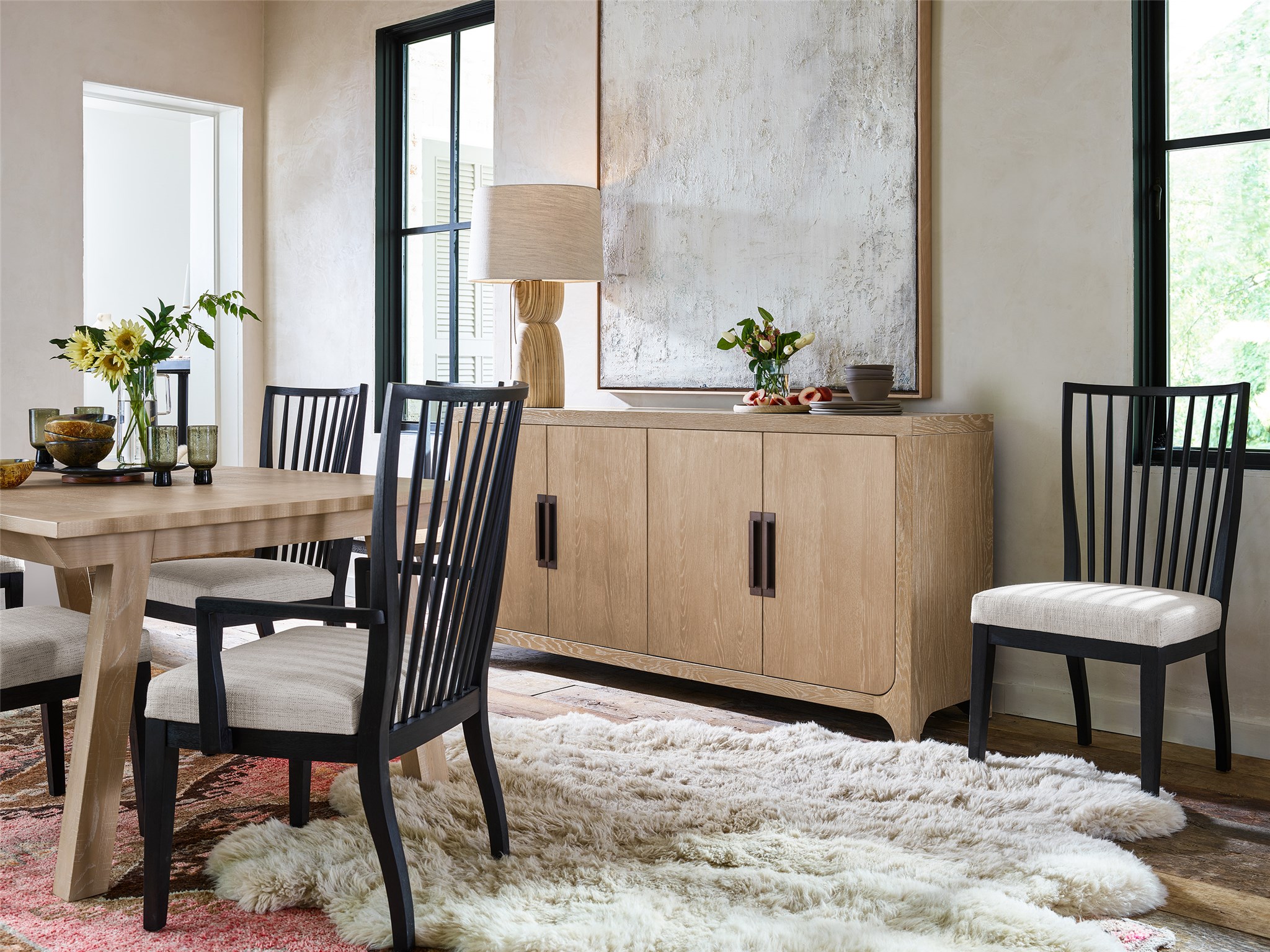 Blair Wood/Stone Sideboard w/4 Doors