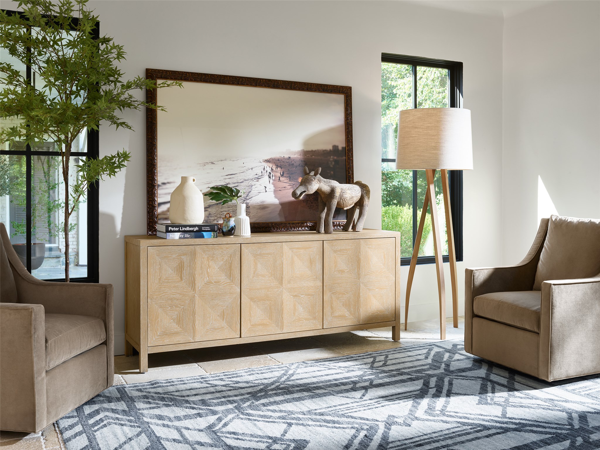 Sadie Wood TV Credenza Stand w/3 Doors