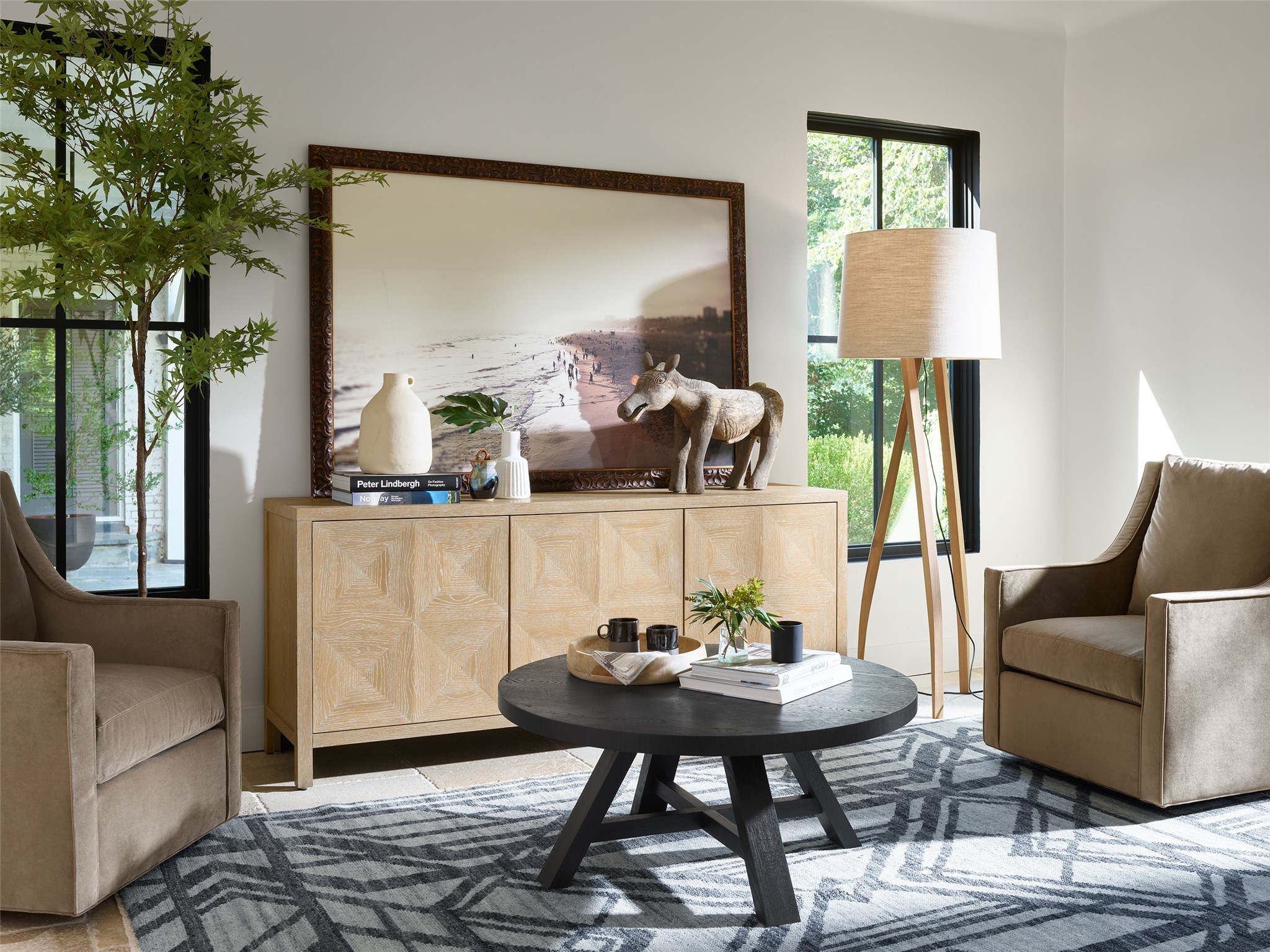 Sadie Wood TV Credenza Stand w/3 Doors