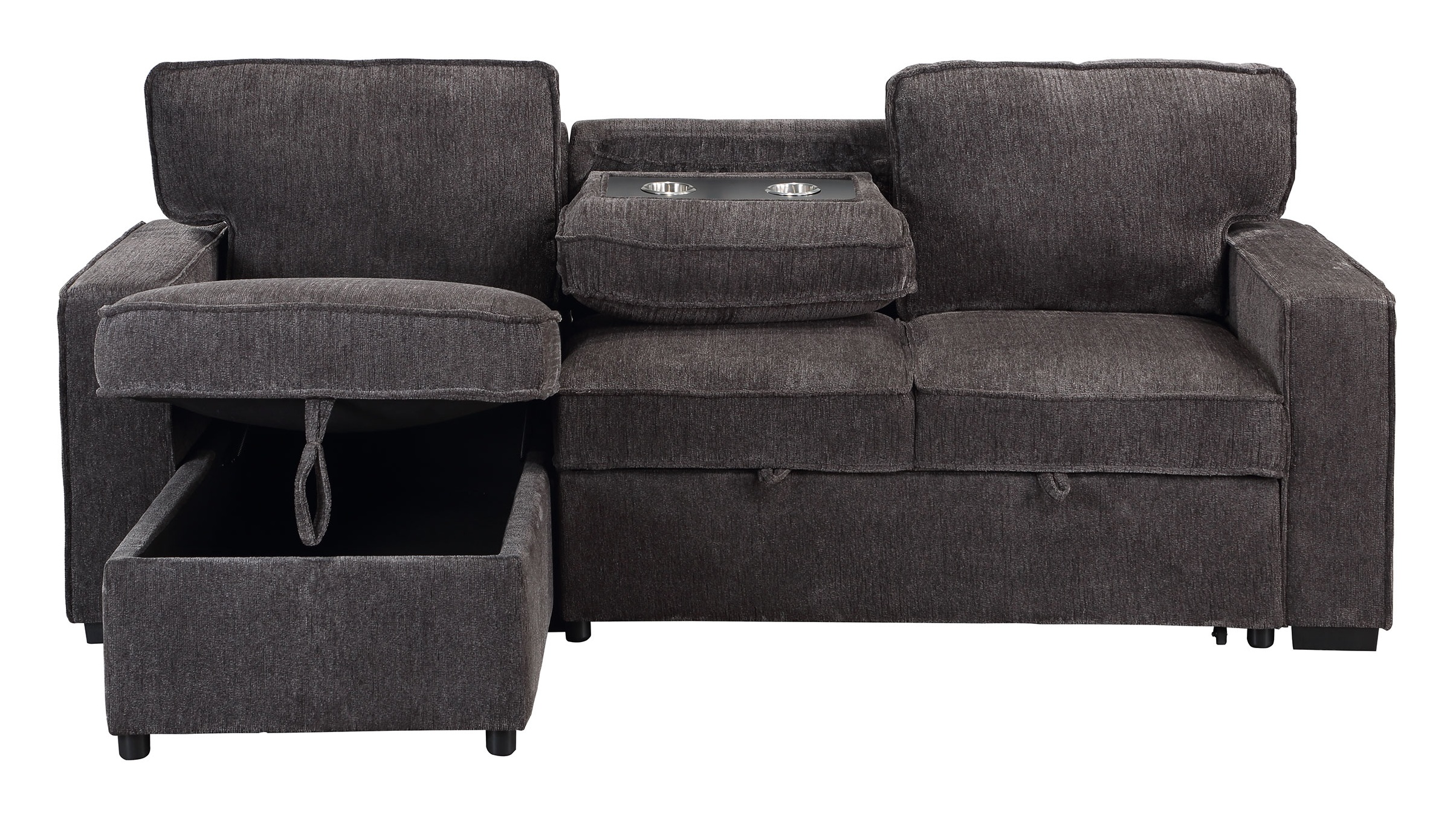 U0203 Reversible Pull-Out Fabric Sectional Sofa Bed