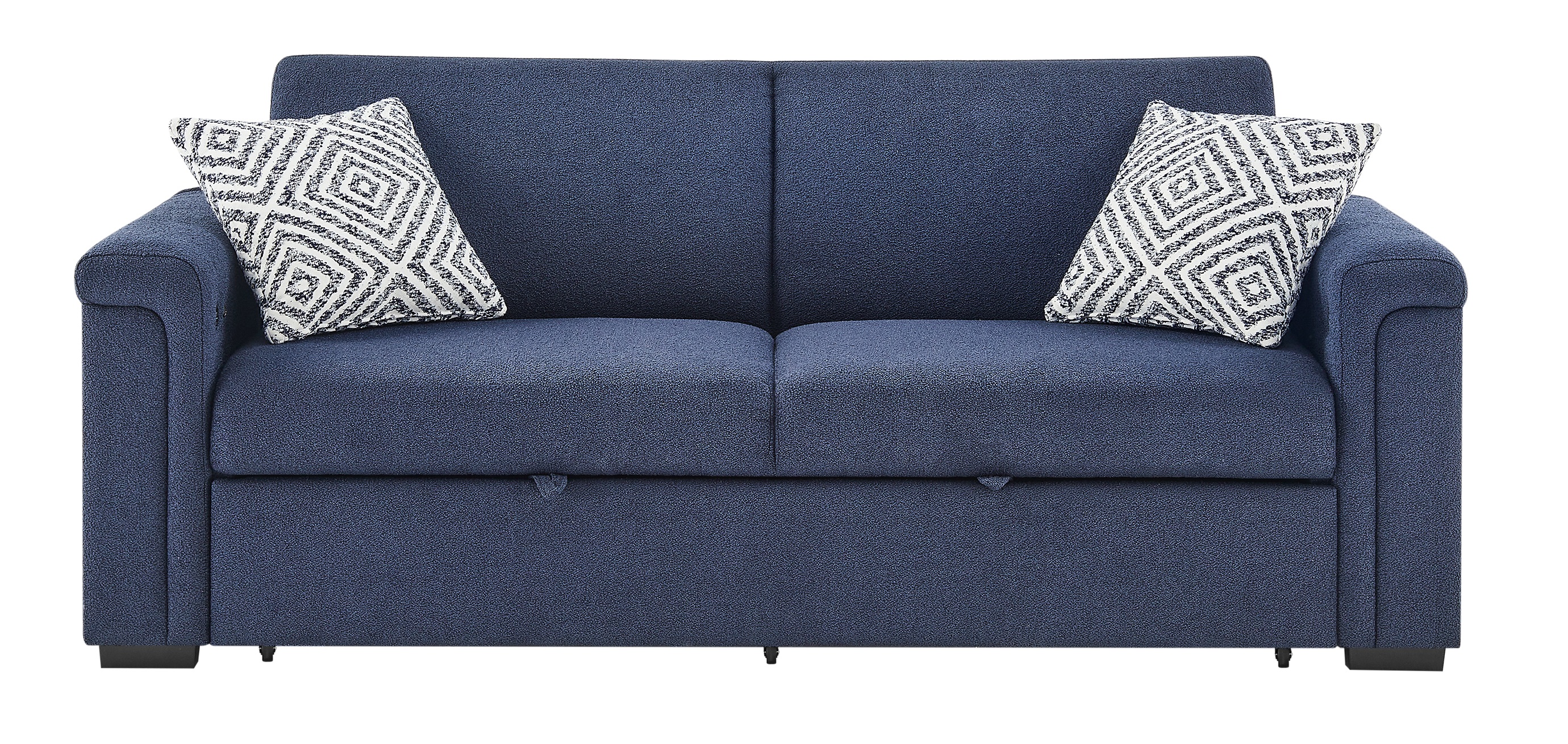 U0211 Pull-Out Fabric Sofa Bed with LED Acrylic Shelves & Speakers