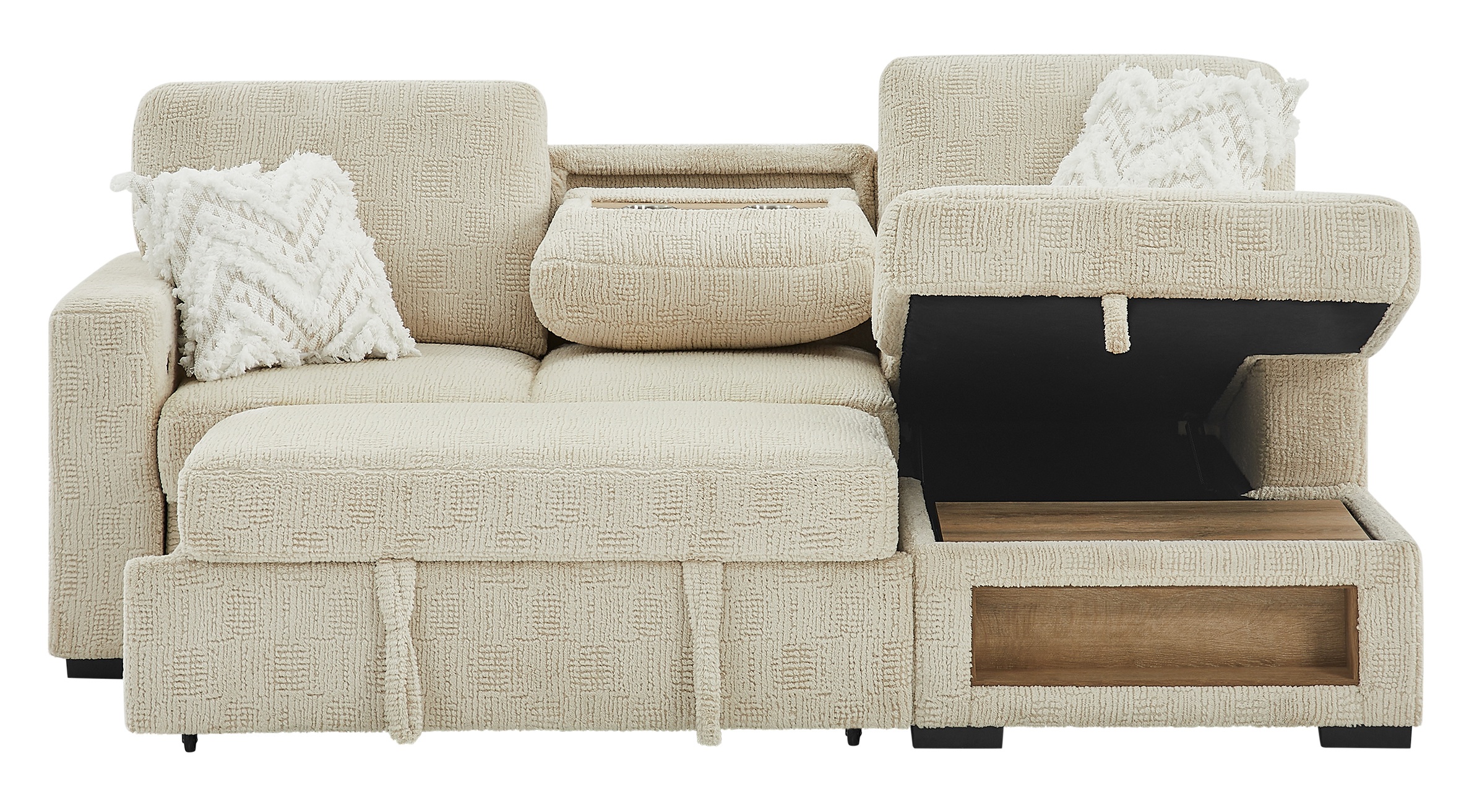U0222 Storage Pull Out Sectional Sofa Bed with Speaker