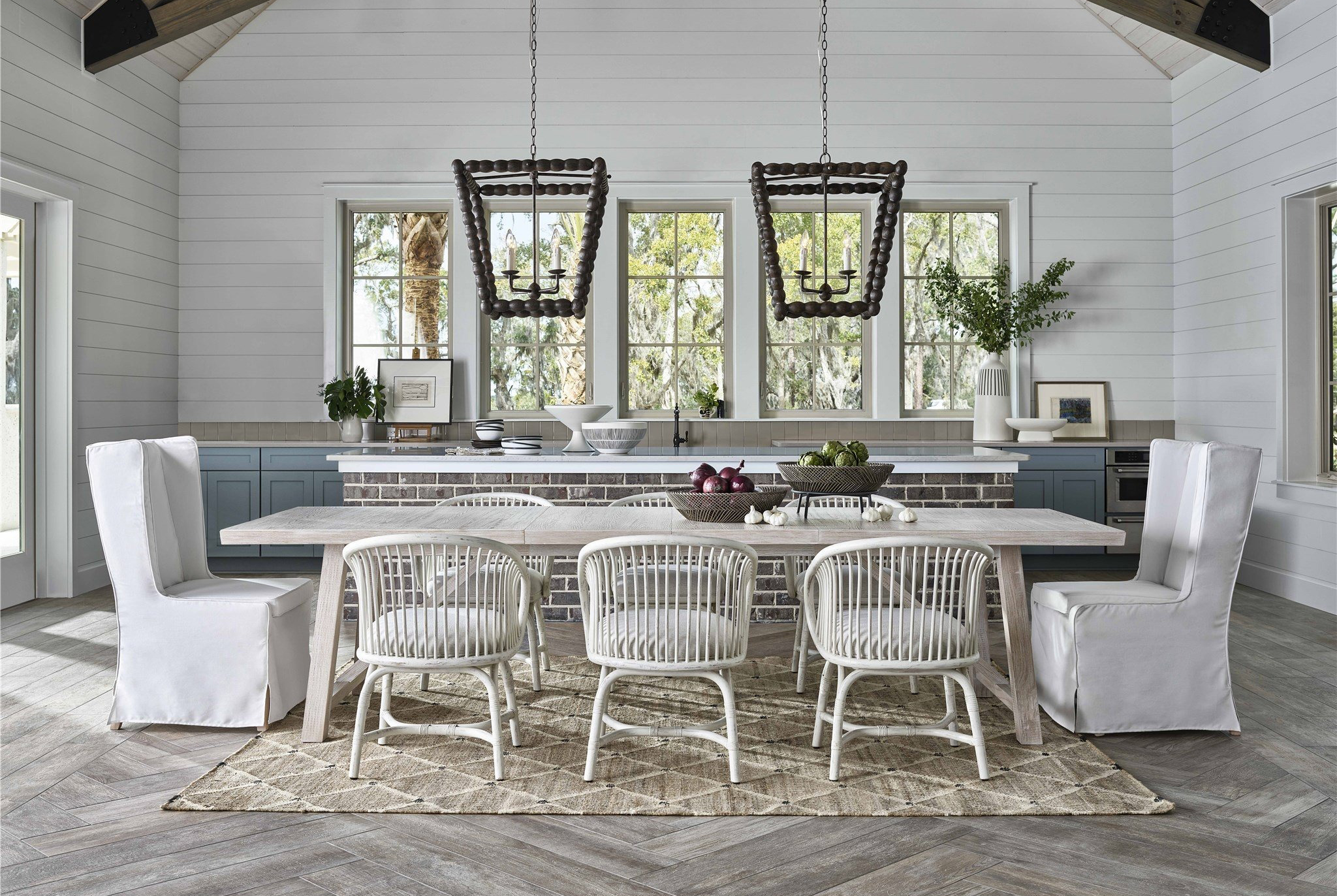 Aruba Fabric/Rattan Chair