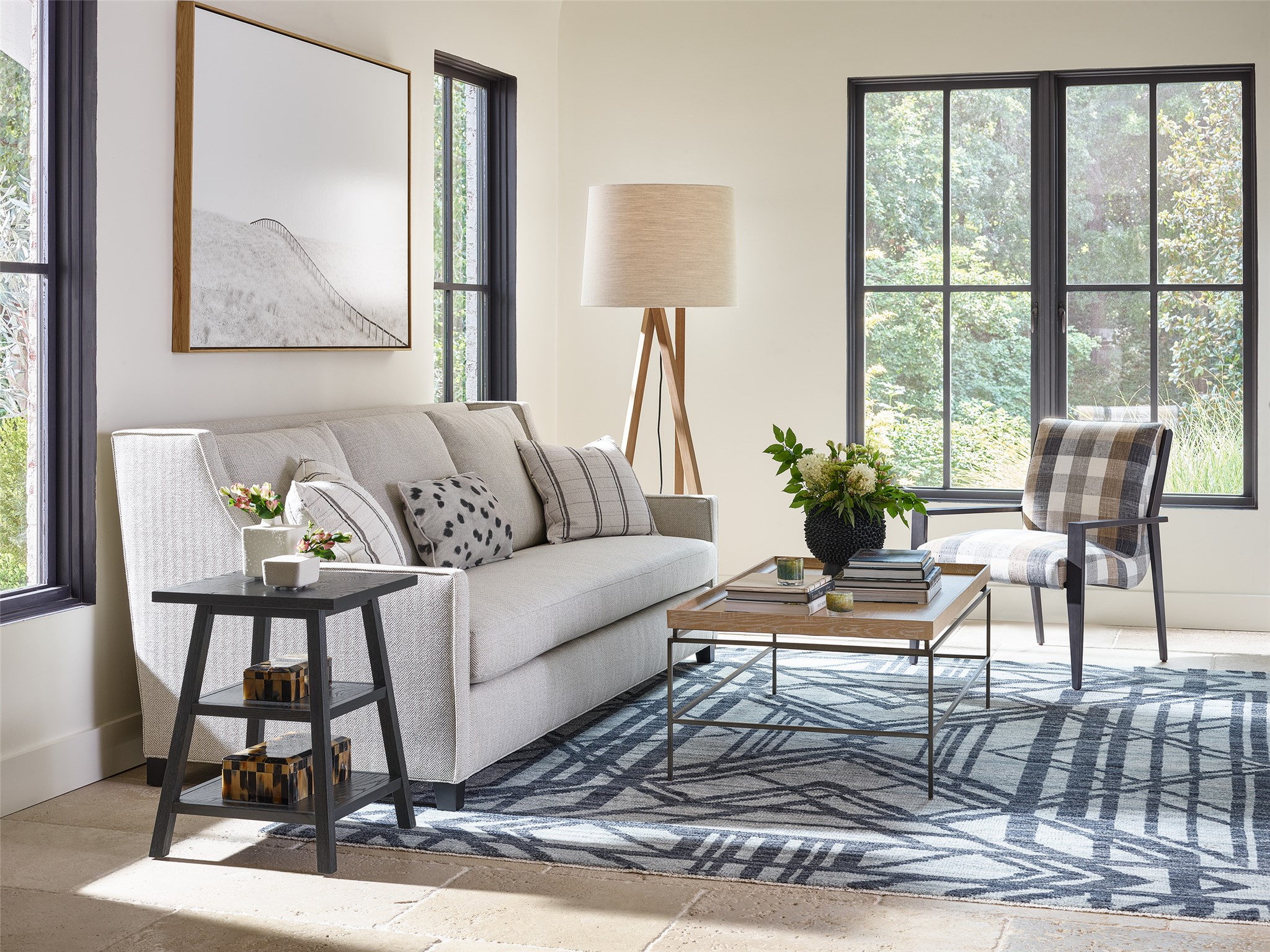 Preston Wood/Metal Rectangular Coffee Table