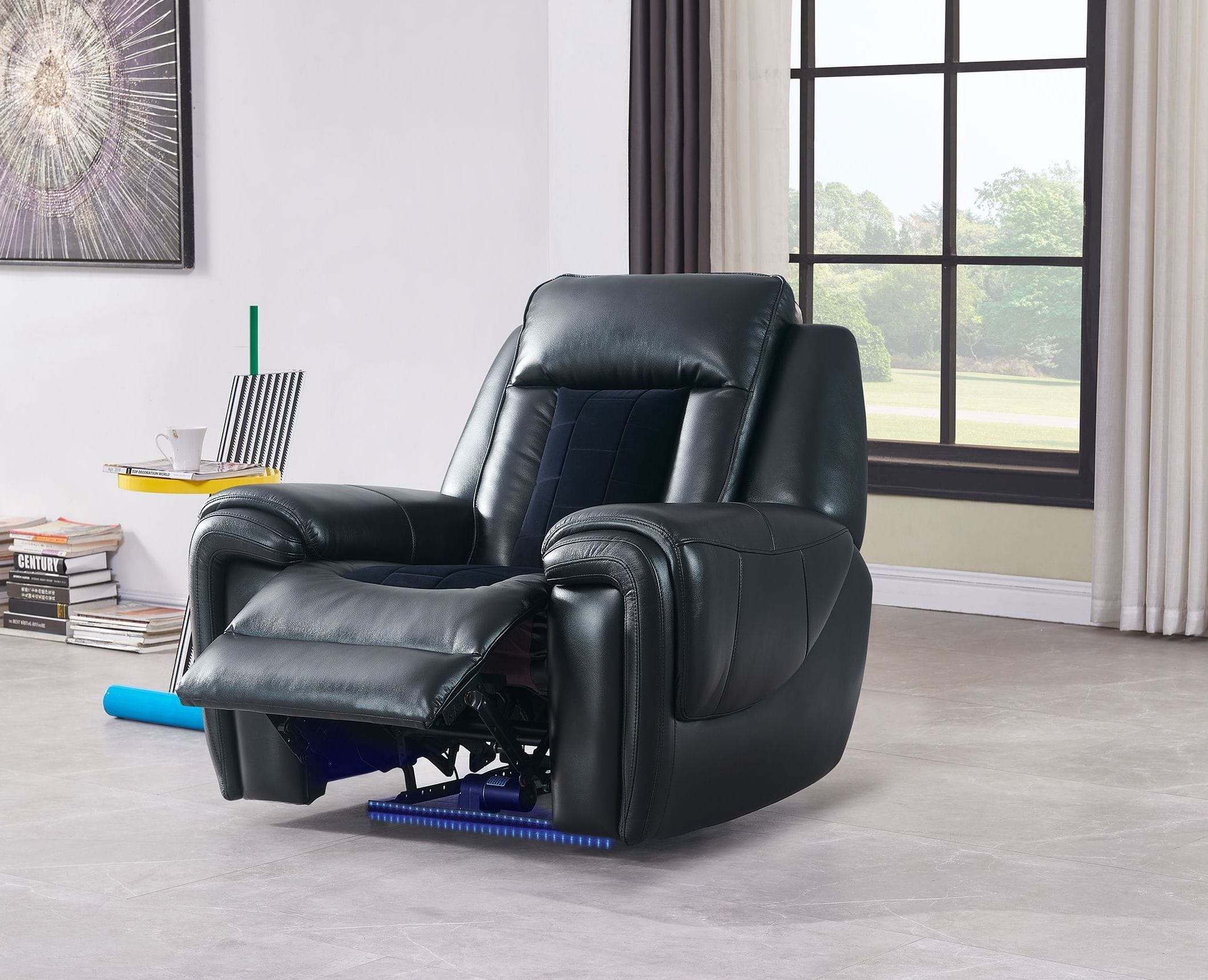 U0700 PU/Velvet Power Recliner w/LED Lighting