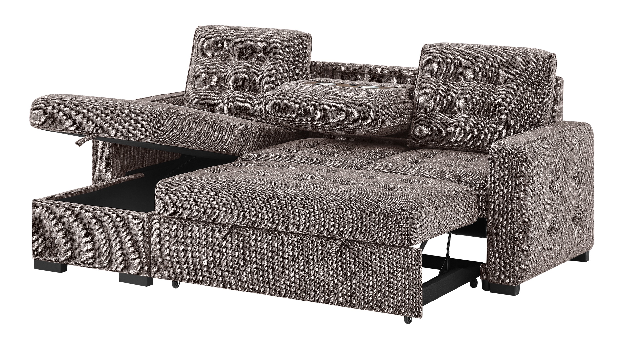U0707 Fabric Reversible Sectional Sofa Bed