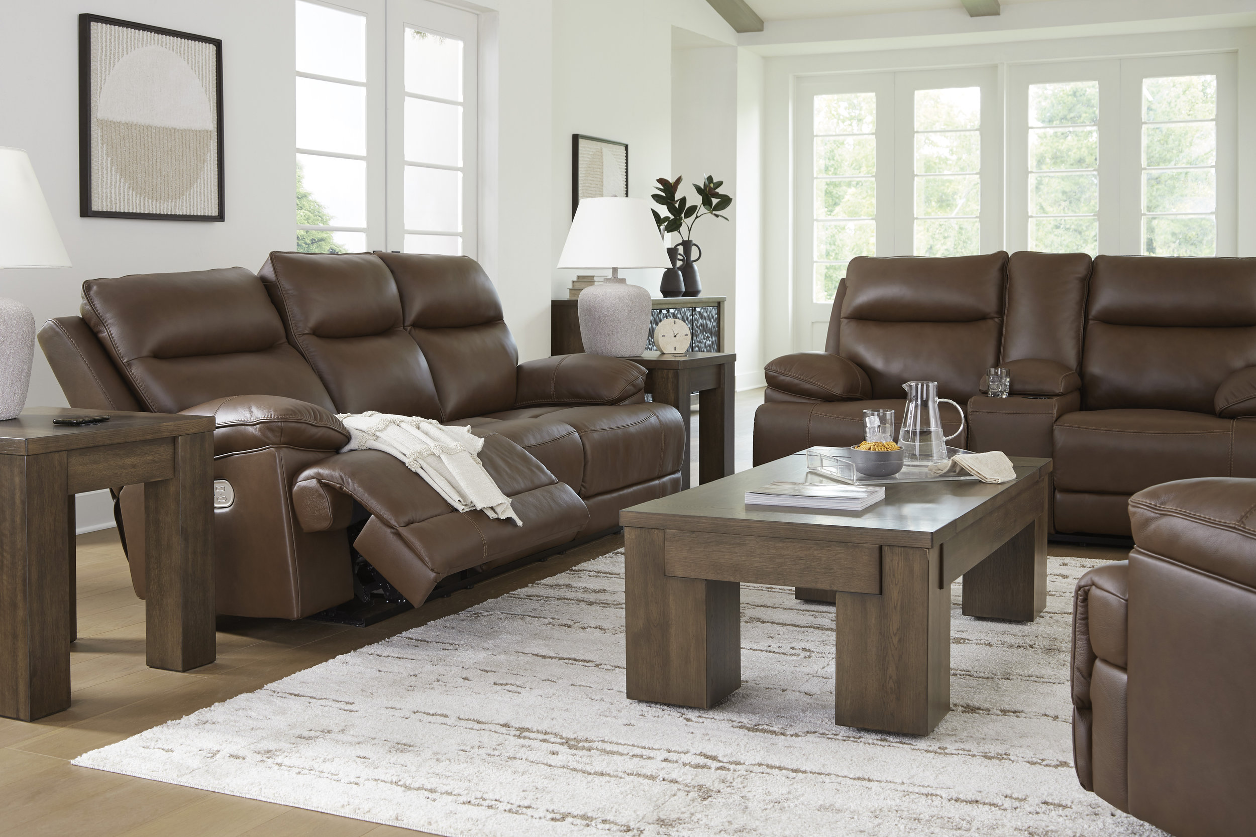 VonRyan Leather/PVC Power Reclining Living Room Set