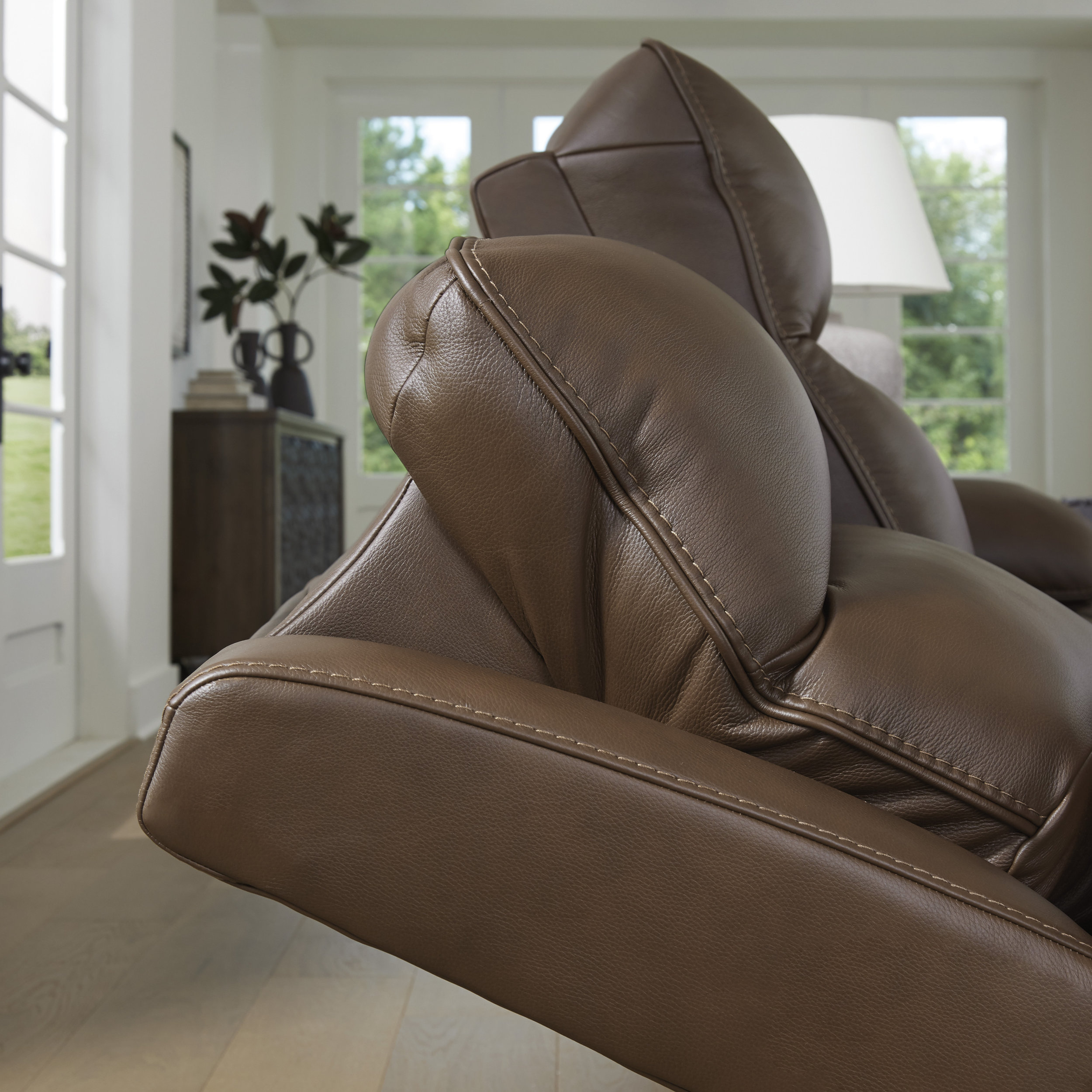 VonRyan Leather/PVC Power Reclining Loveseat w/Console & Adjustable Headrests