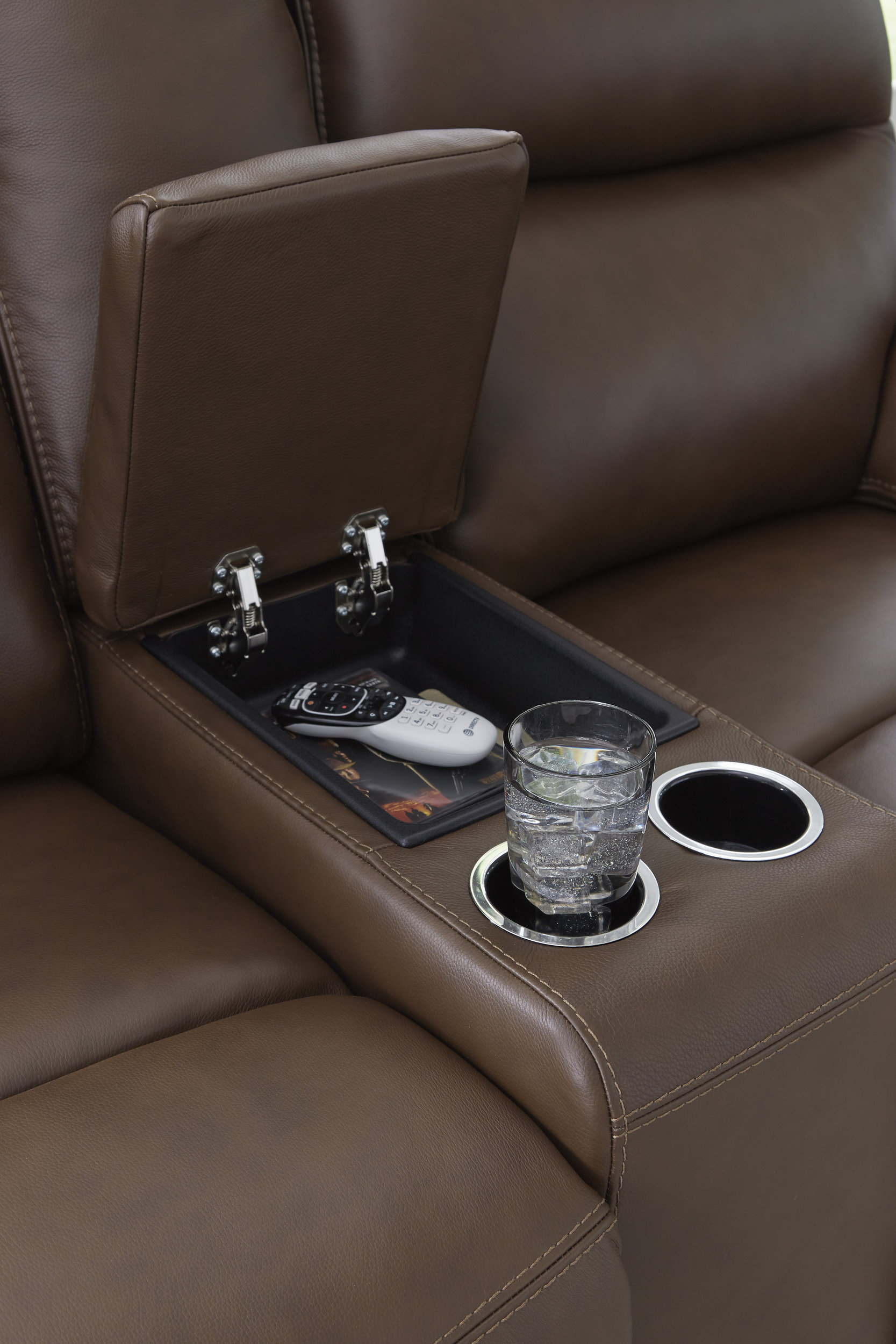 VonRyan Leather/PVC Power Reclining Loveseat w/Console & Adjustable Headrests