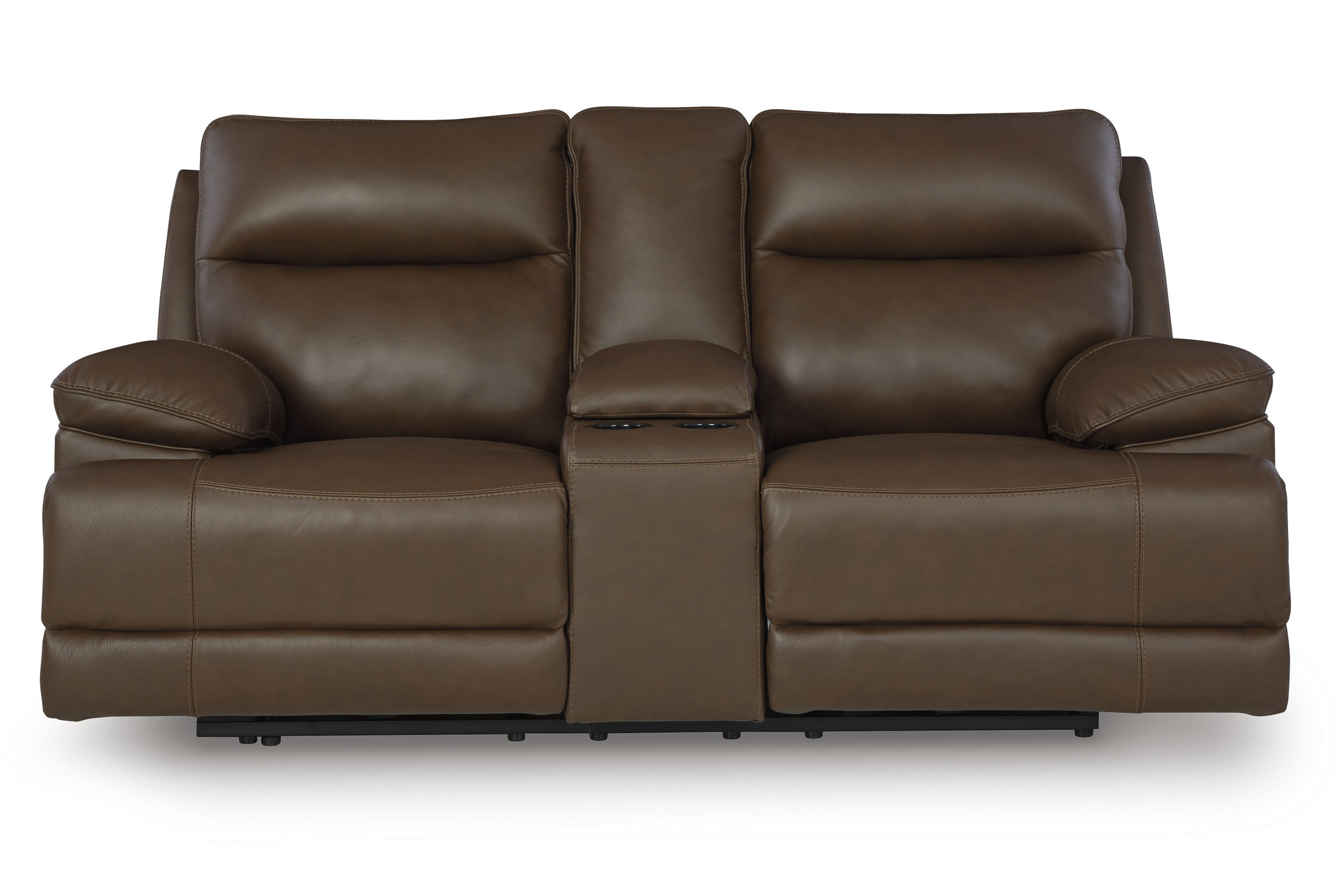 VonRyan Leather/PVC Power Reclining Loveseat w/Console & Adjustable Headrests