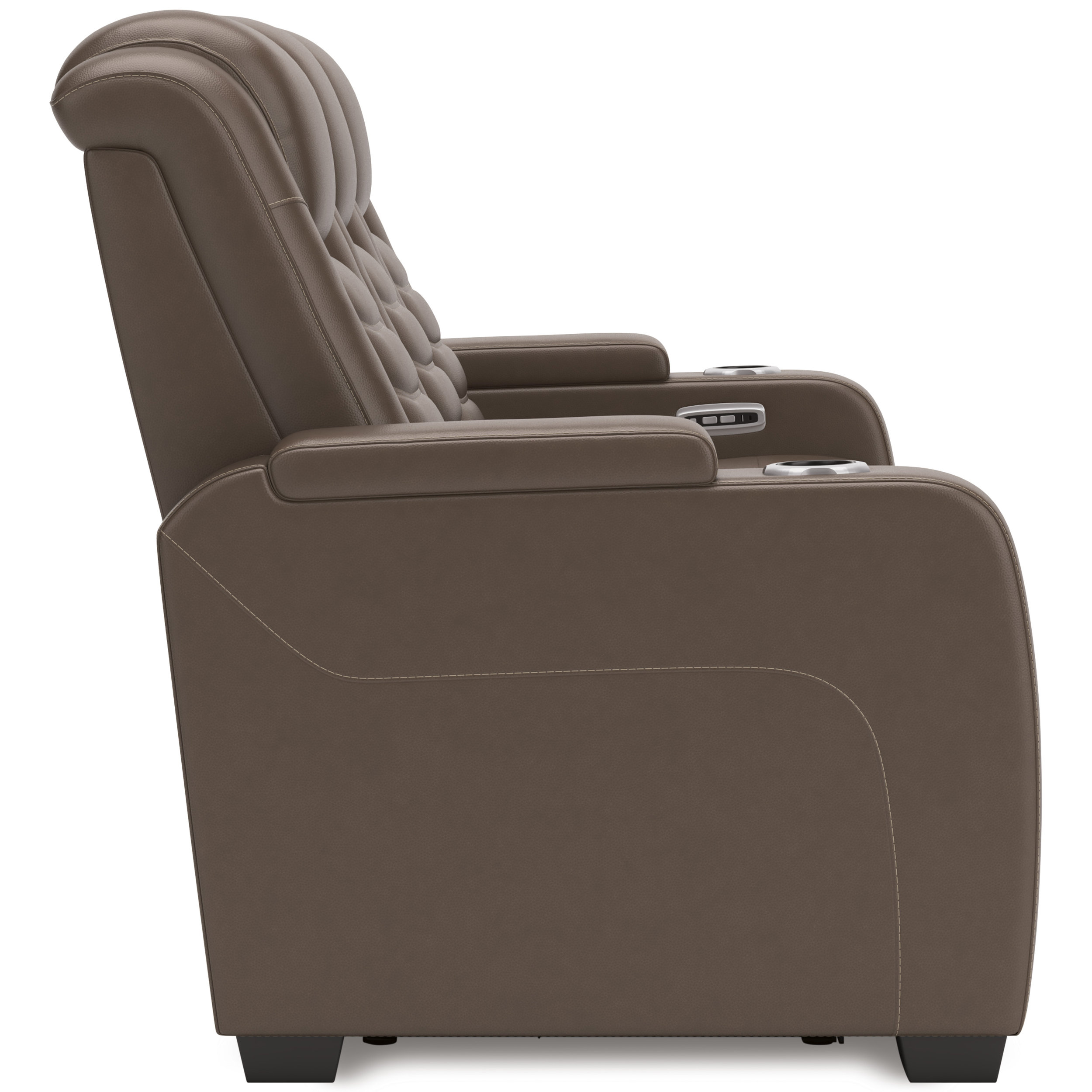 High Impact Leather/PVC Power Reclining Sofa w/Adjustable Headrest & Lighting