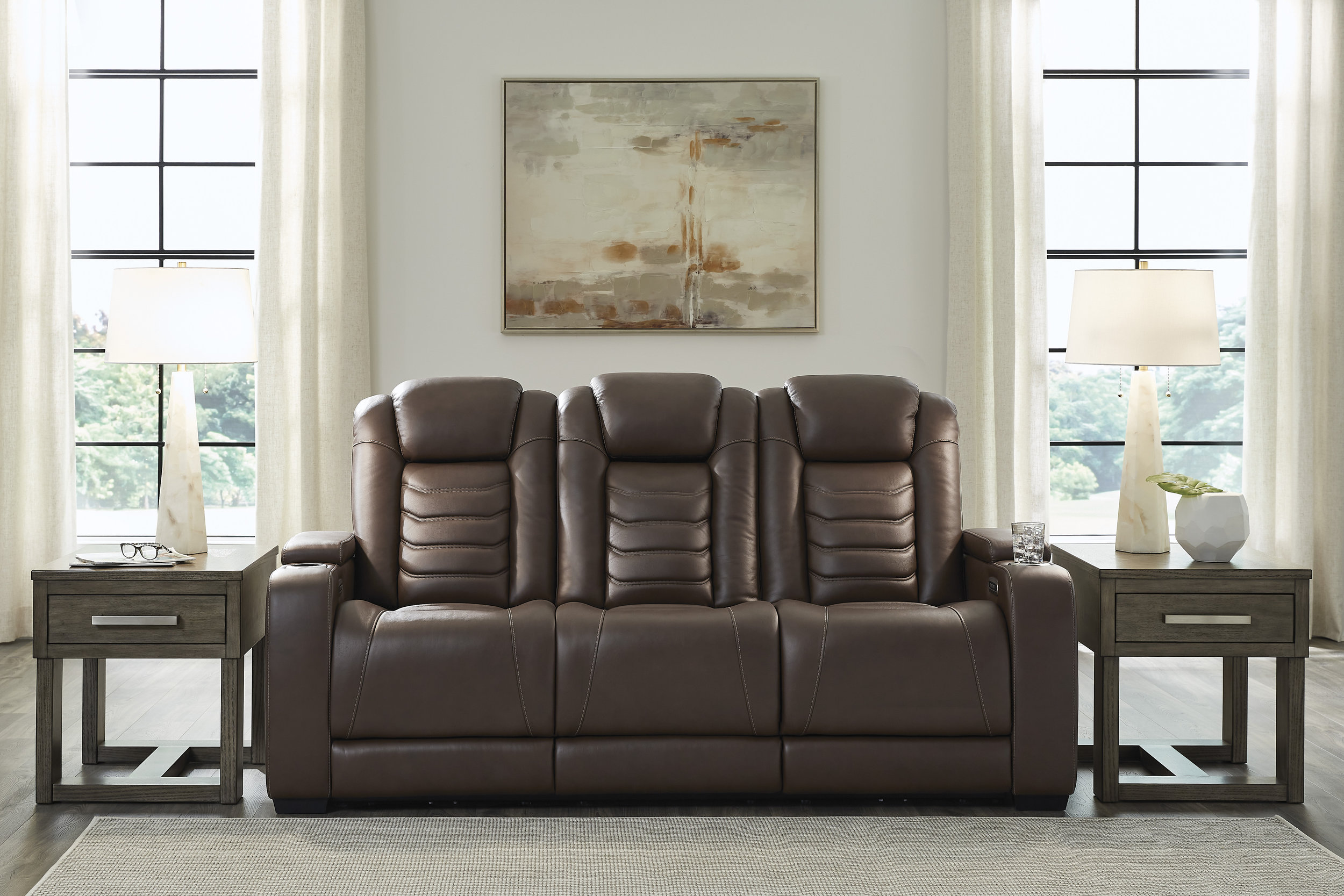 High Impact Leather/PVC Power Reclining Living Room Set