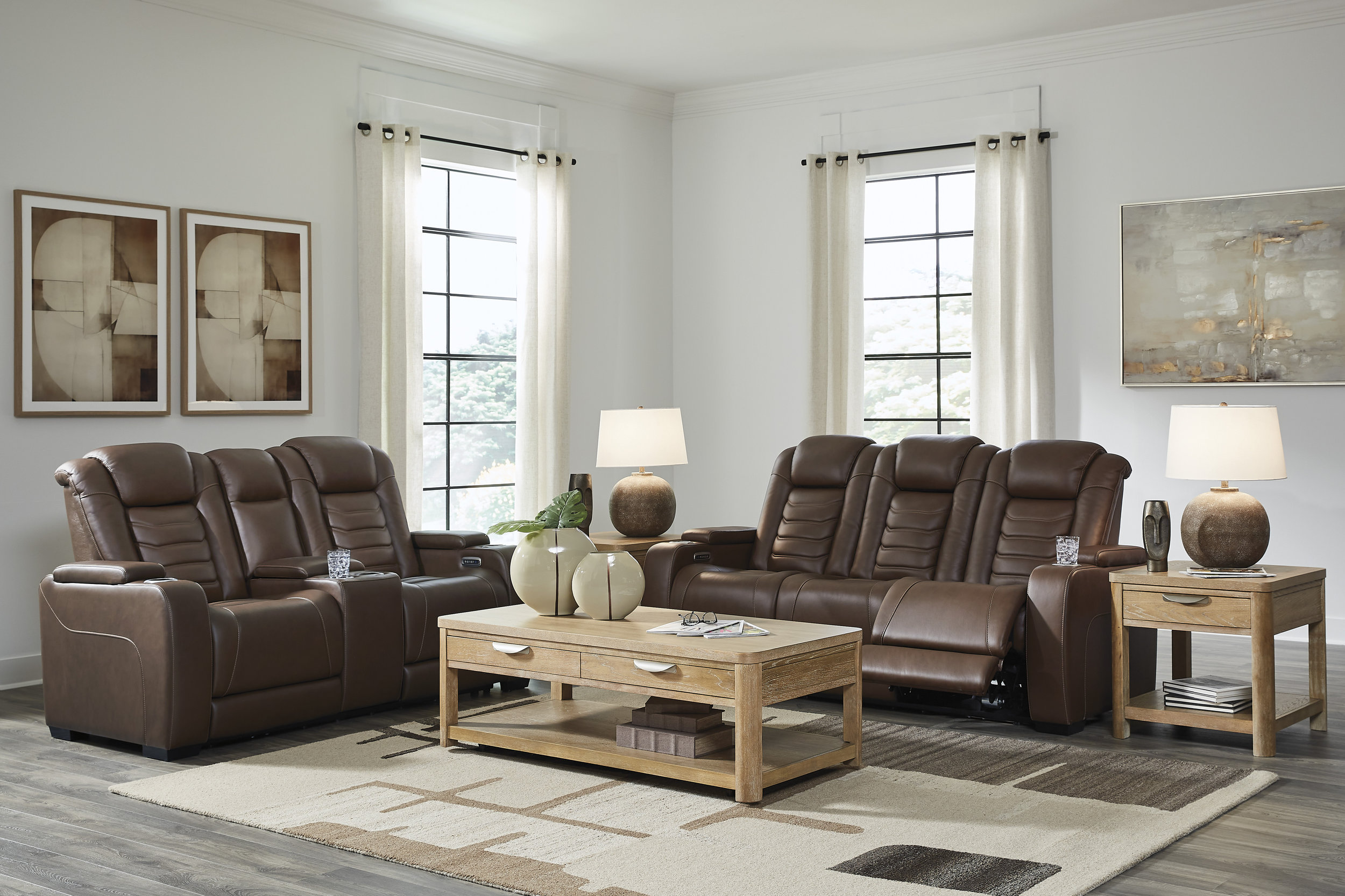 High Impact Leather/PVC Power Reclining Living Room Set