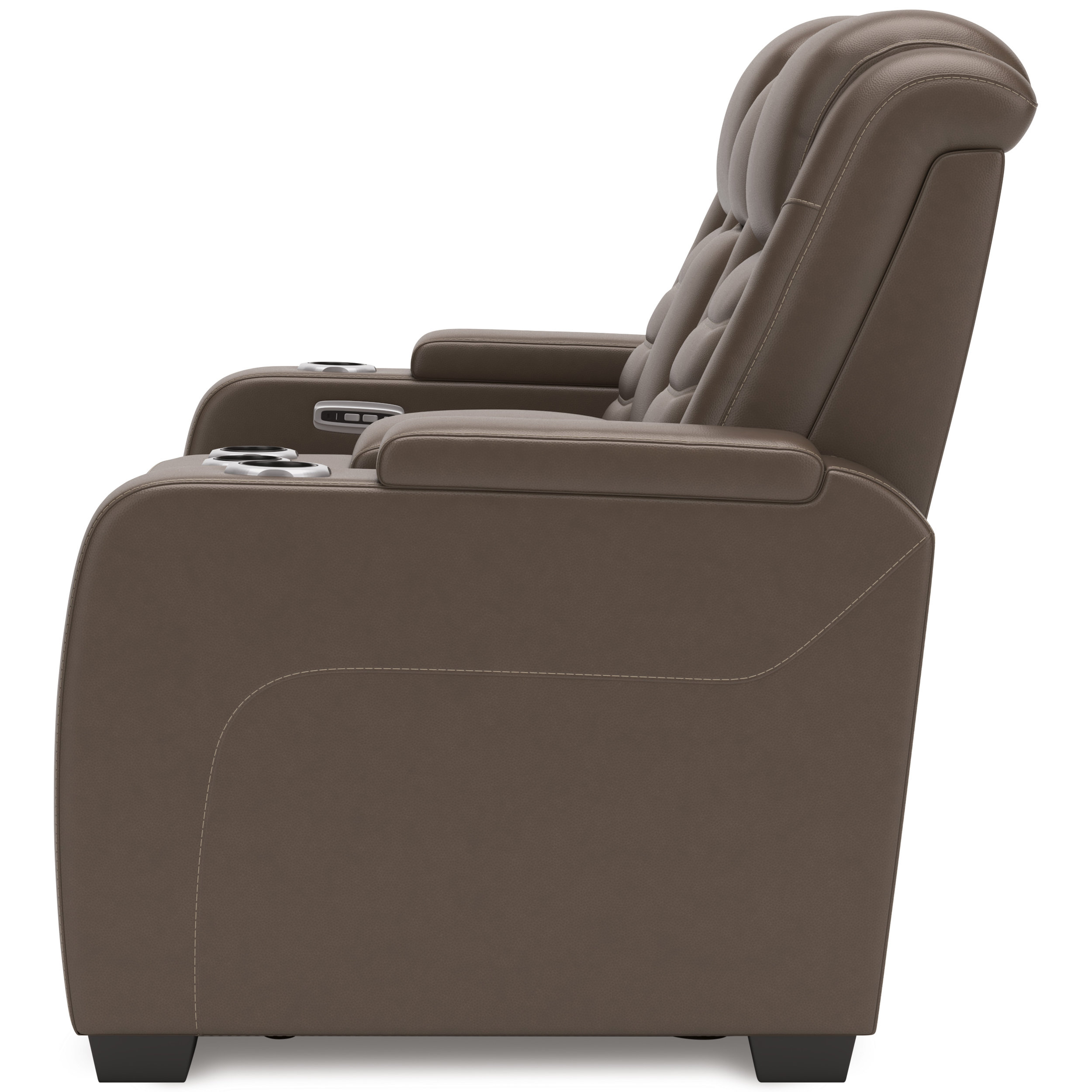 High Impact Leather/PVC Power Reclining Loveseat w/Console & Adjustable Headrests