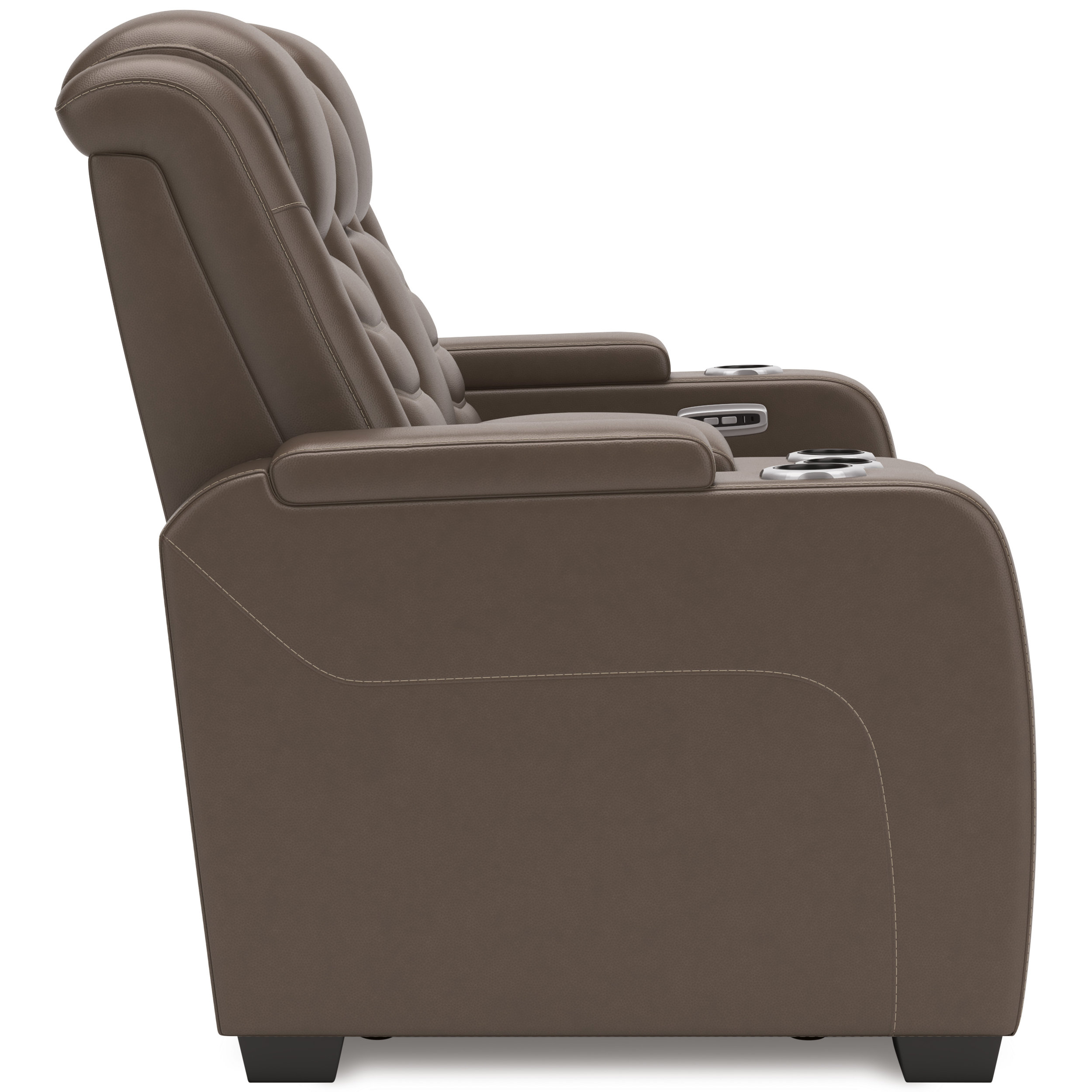 High Impact Leather/PVC Power Reclining Loveseat w/Console & Adjustable Headrests