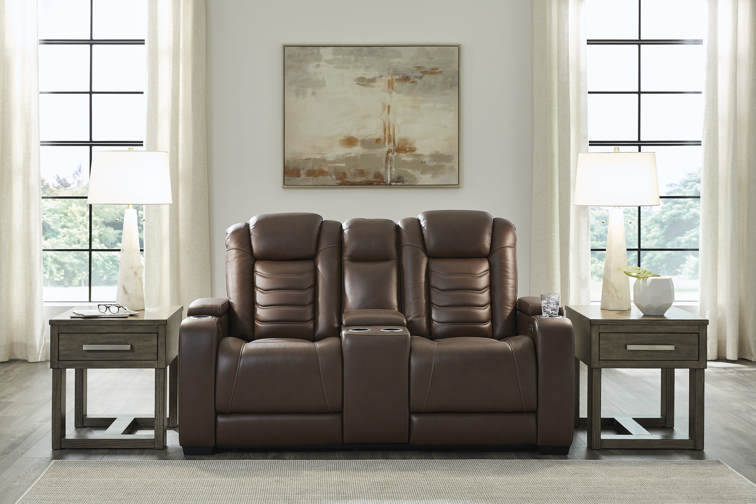 High Impact Leather/PVC Power Reclining Living Room Set
