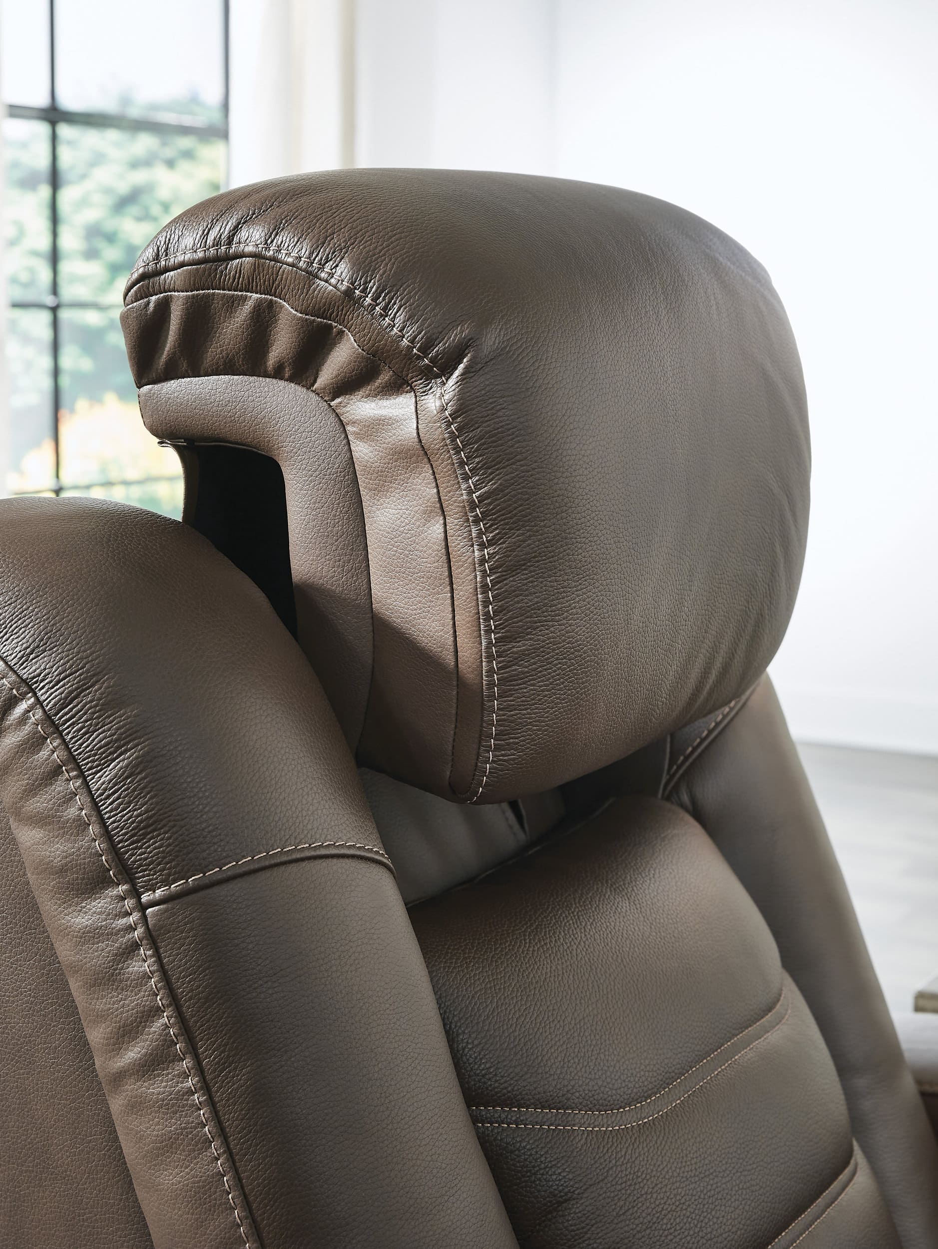 High Impact Leather/PVC Power Reclining Loveseat w/Console & Adjustable Headrests