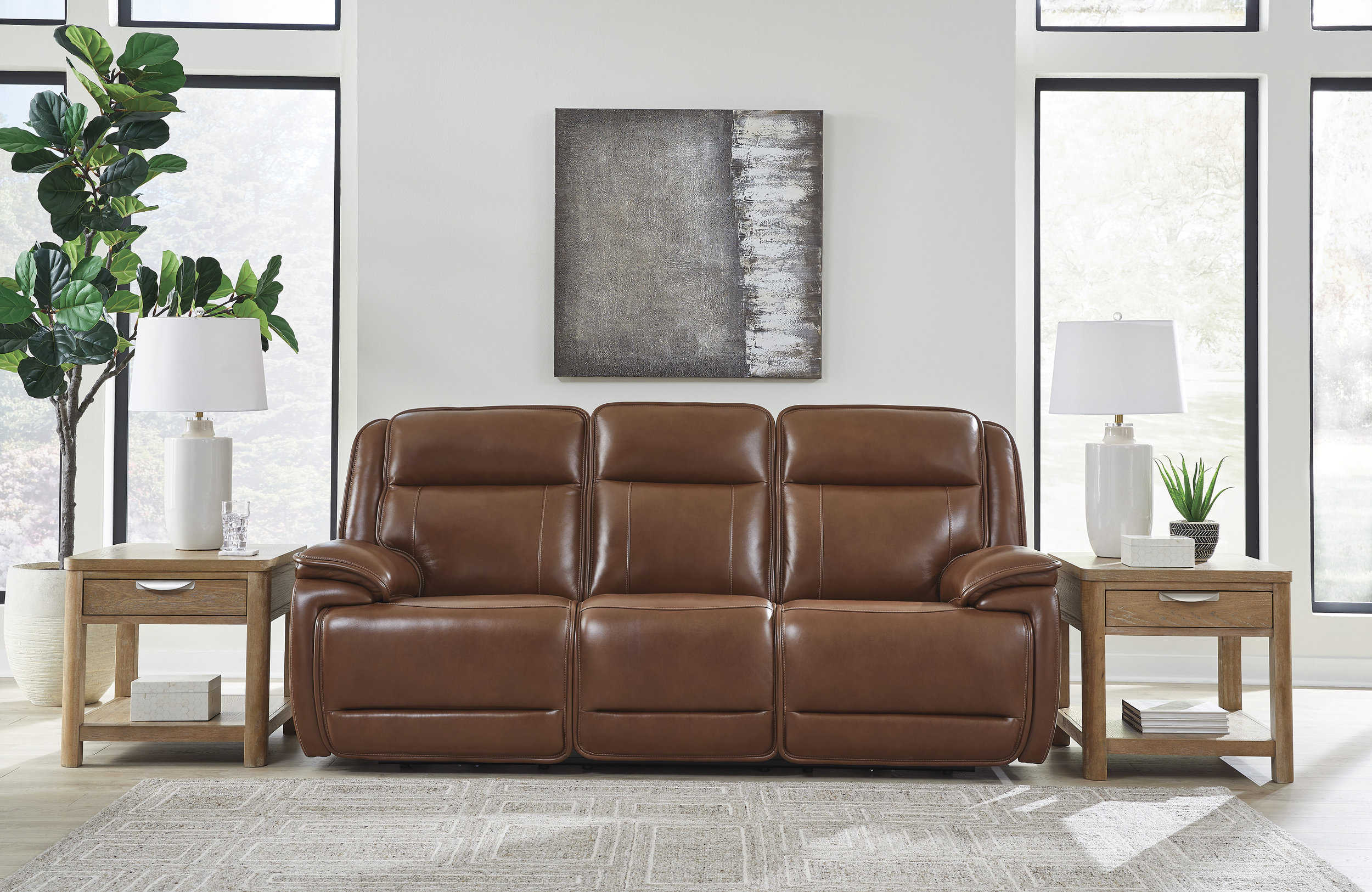 Healy Pier Leather/PVC Power Reclining Living Room Set
