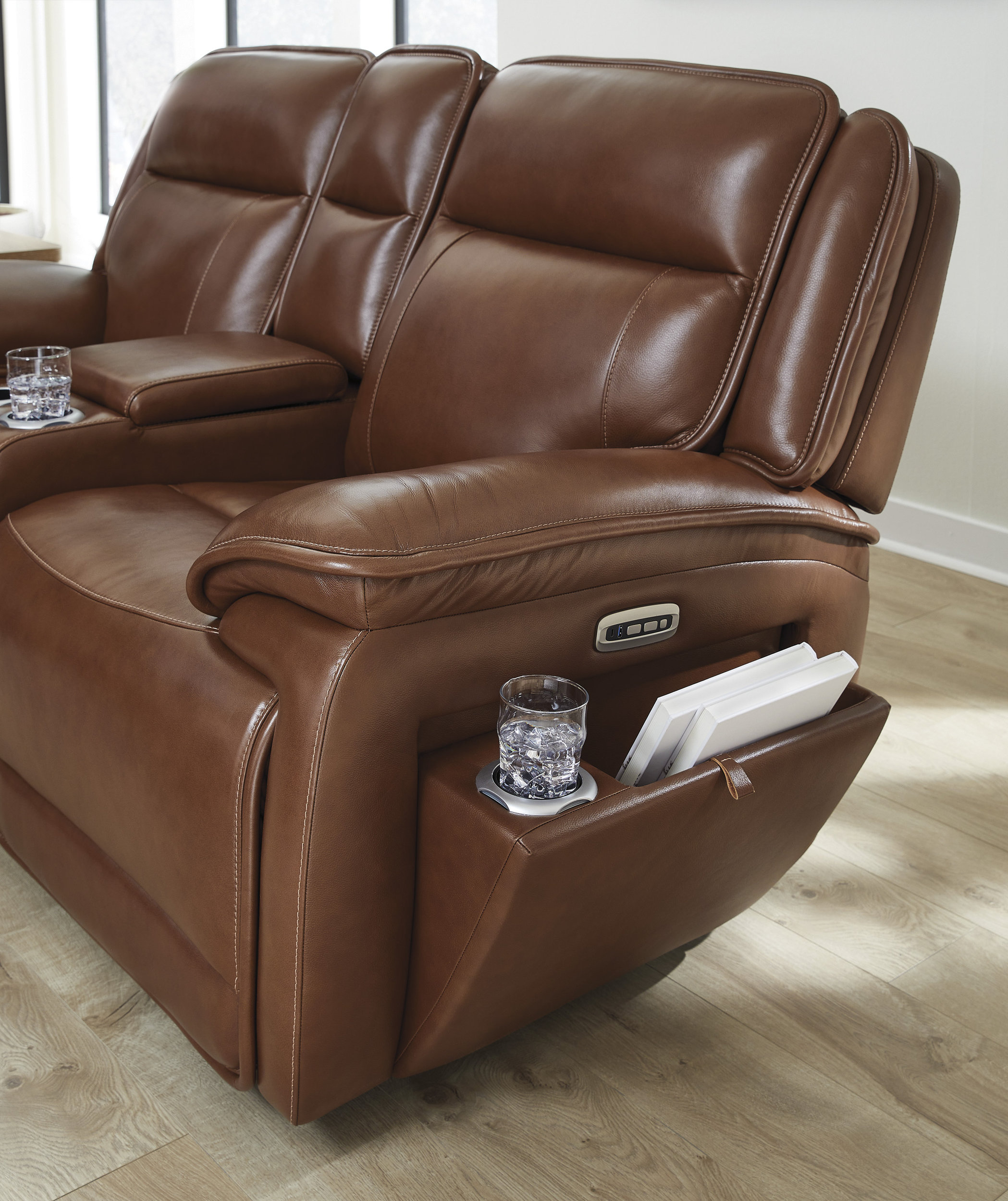 Healy Pier Leather/PVC Power Reclining Living Room Set