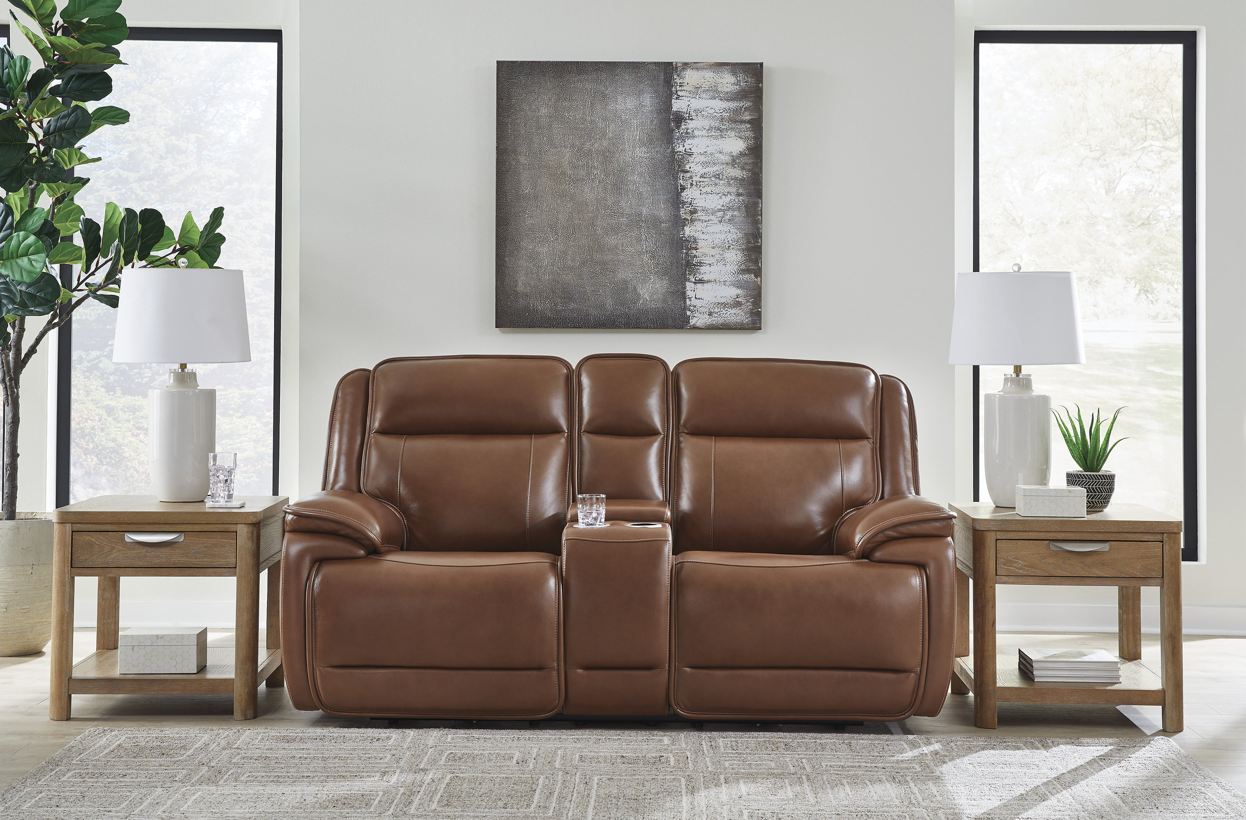 Healy Pier Leather/PVC Power Reclining Living Room Set