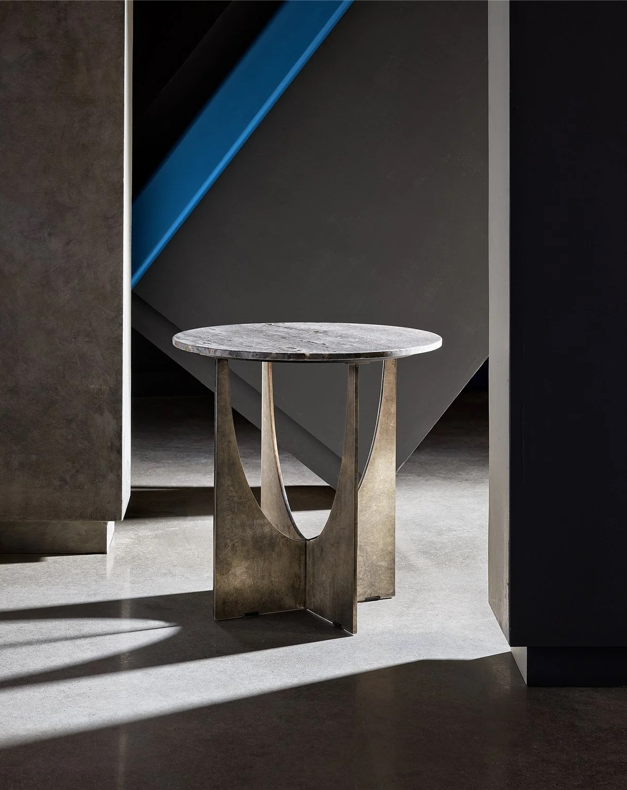 Op Art Stone/Metal End Table