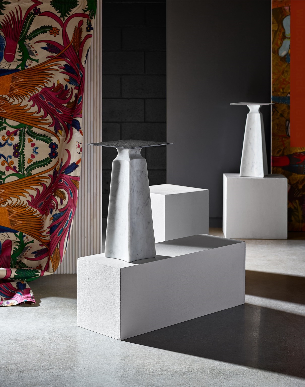 Figuration Aluminum/Marble Square Side Table