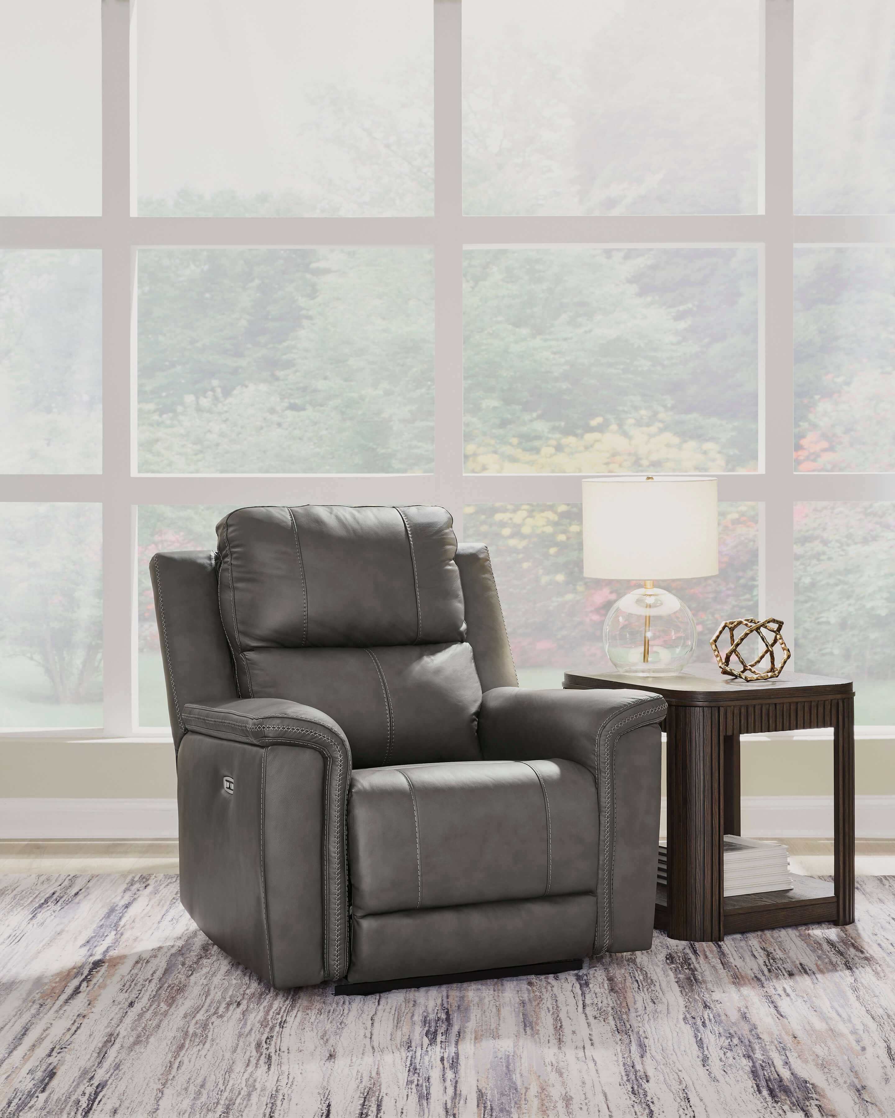 Bleckley Leather/PVC Power Recliner w/Adjustable Headrest
