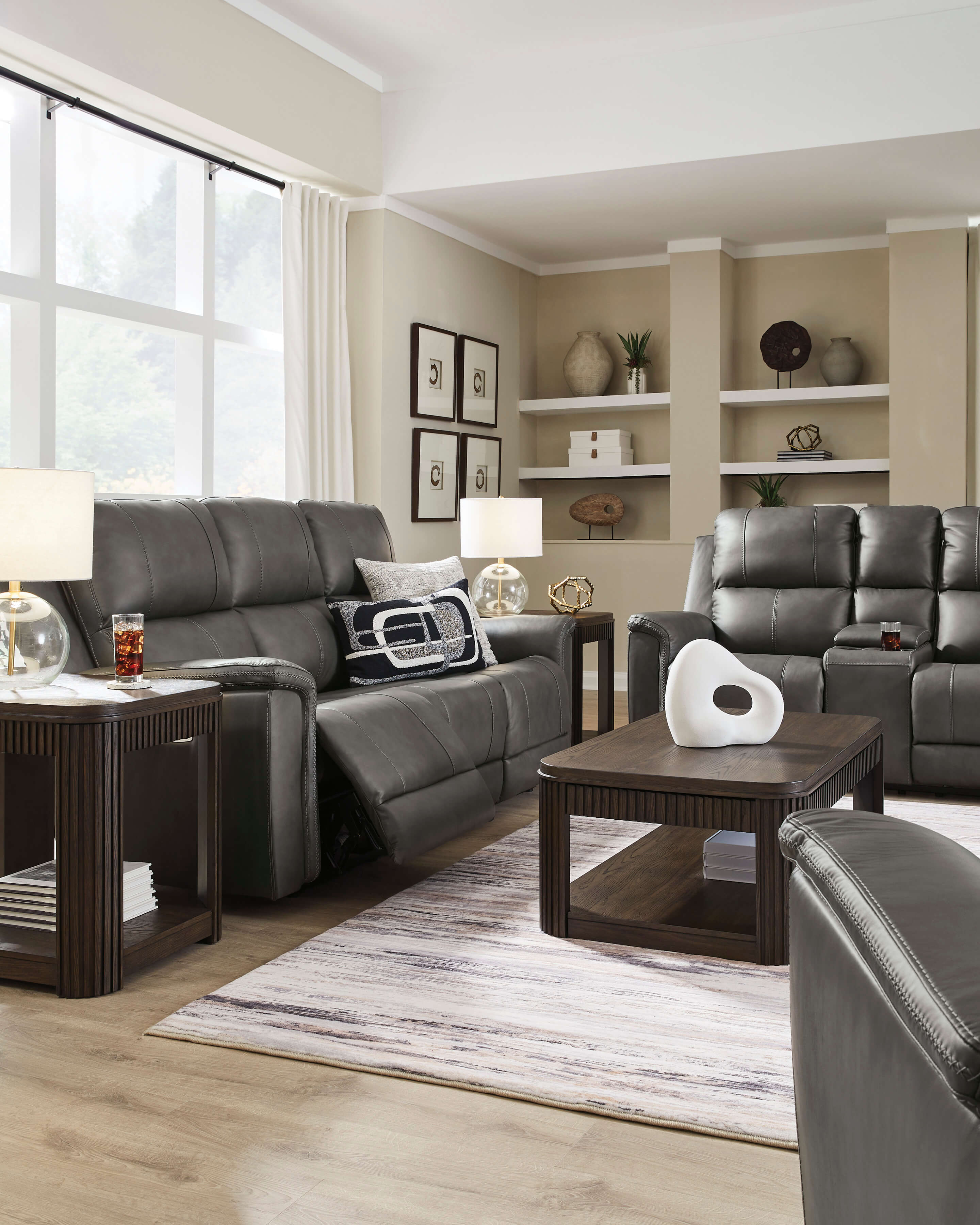 Bleckley Leather/PVC Power Reclining Sofa w/Adjustable Headrests