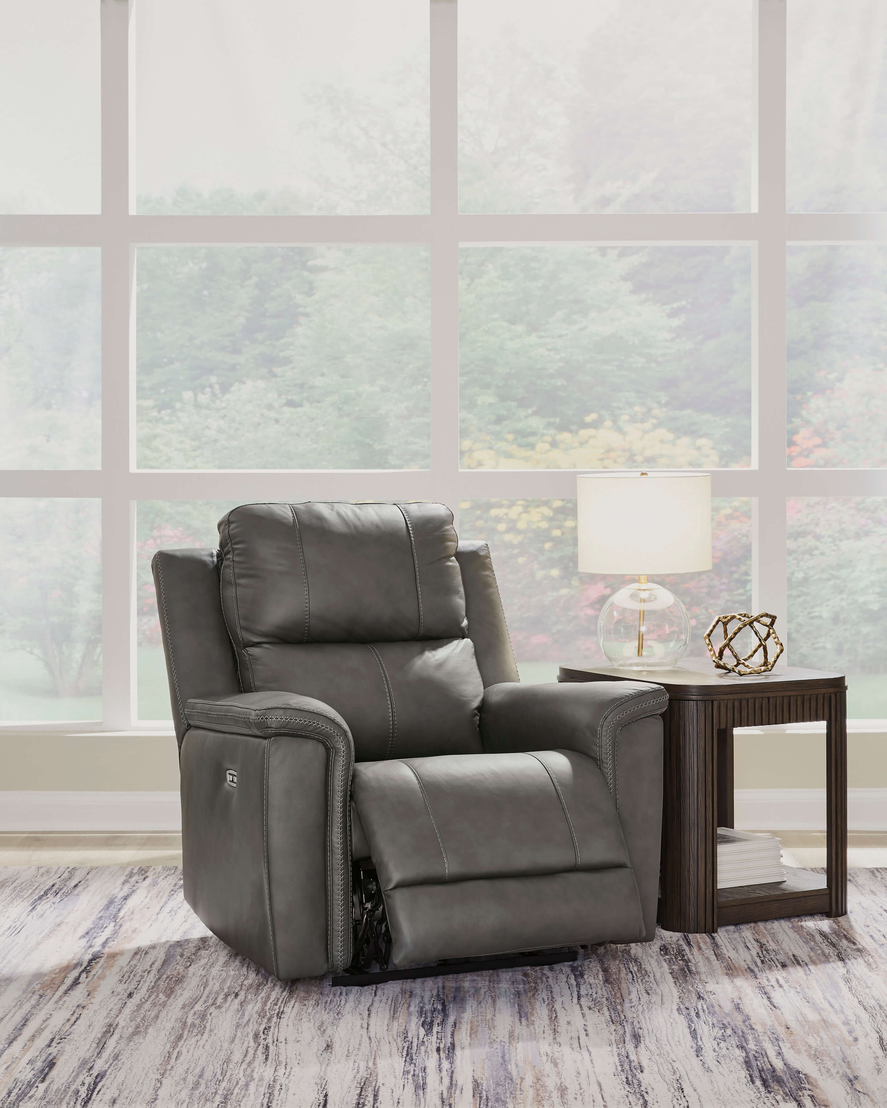Bleckley Leather/PVC Power Recliner w/Adjustable Headrest