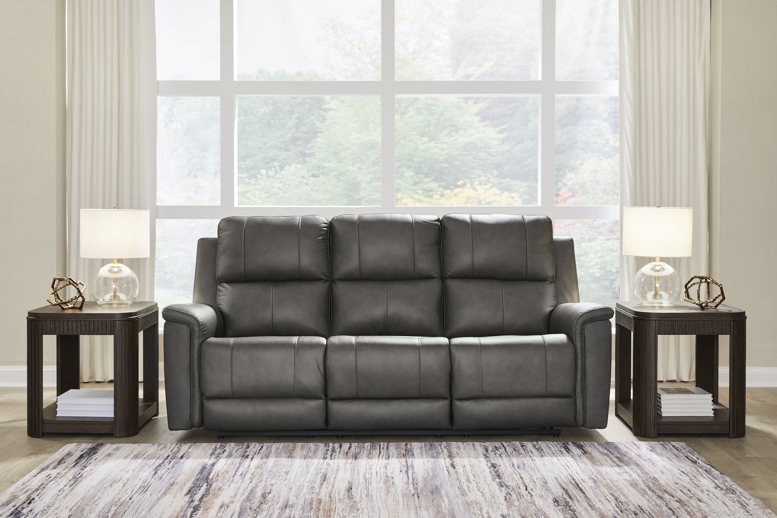 Bleckley Leather/PVC Power Reclining Living Set