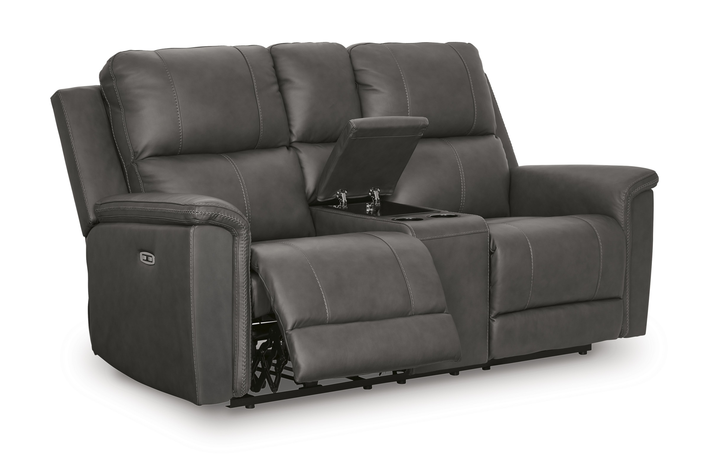 Bleckley Leather/PVC Power Reclining Loveseat w/Console & Adjustable Headrests