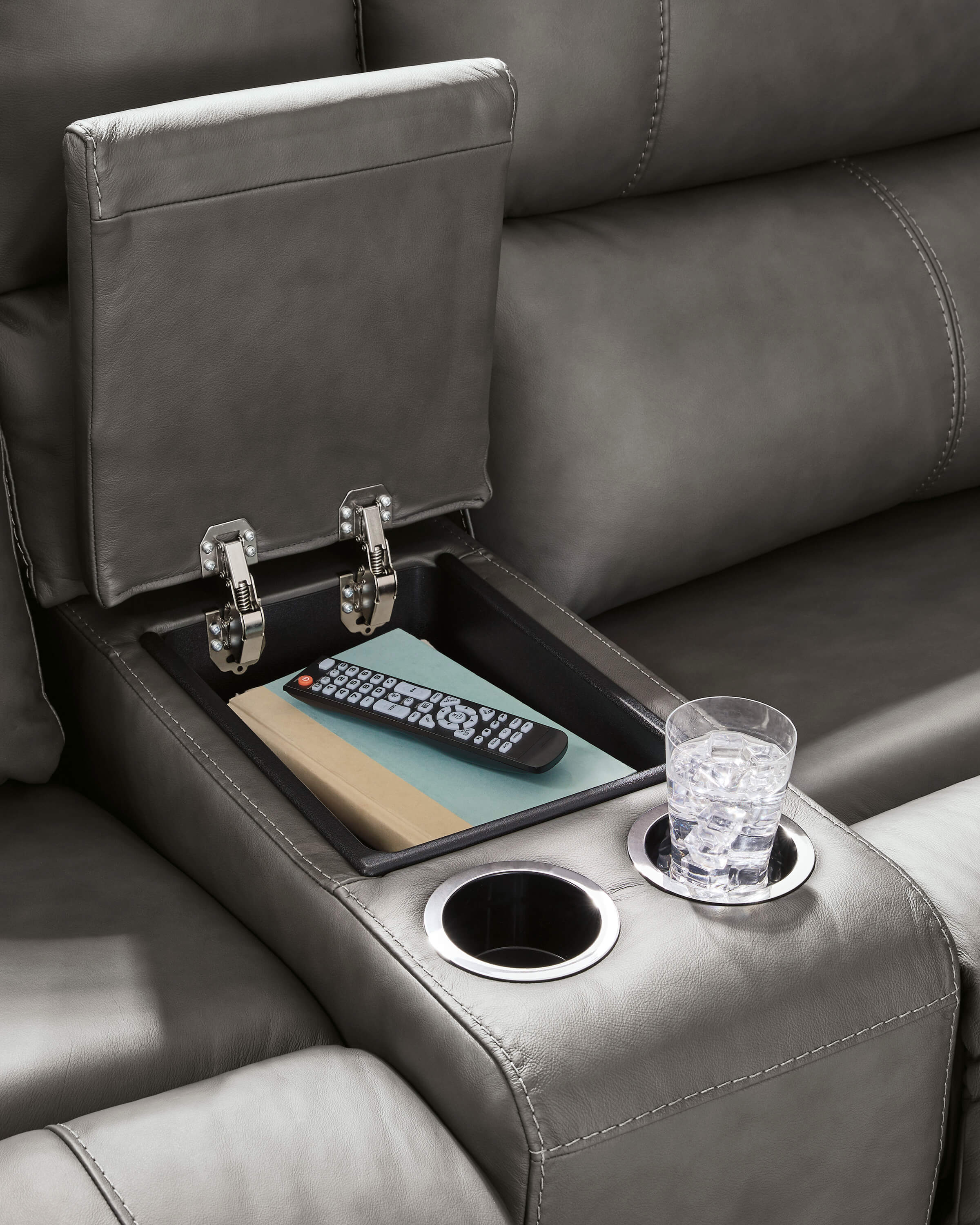 Bleckley Leather/PVC Power Reclining Loveseat w/Console & Adjustable Headrests