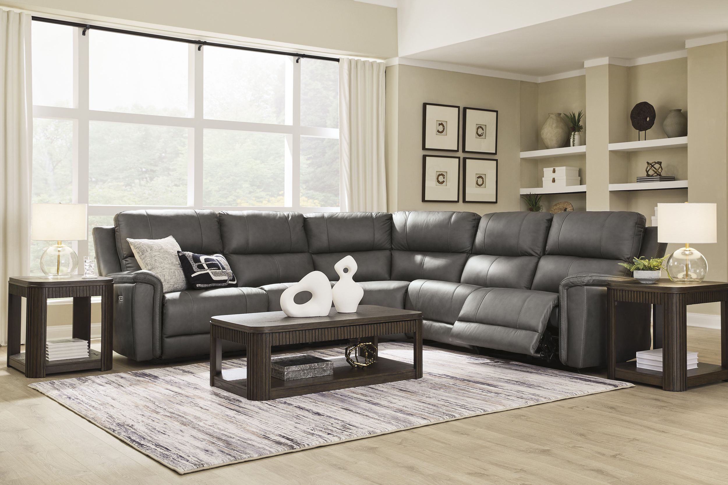 Bleckley 5-Piece Leather/PVC Power Reclining L-Shaped Sectiona Sofa