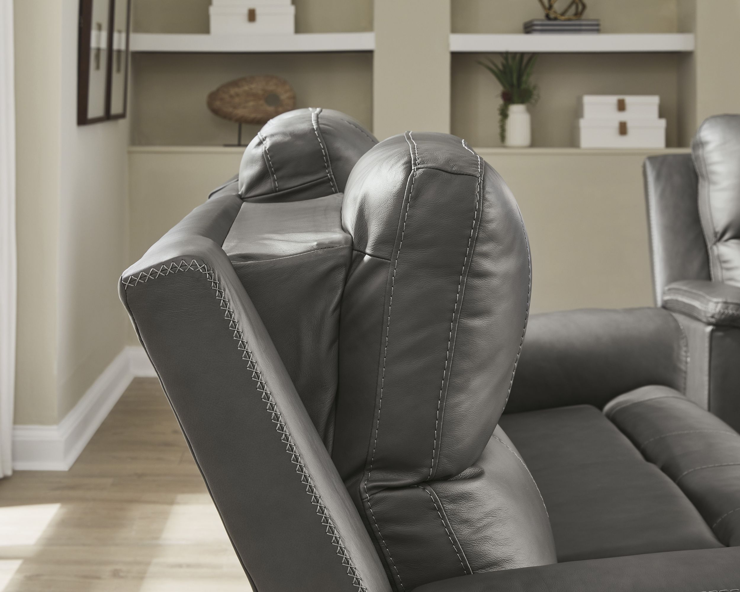 Bleckley Leather/PVC Power Reclining Loveseat w/Console & Adjustable Headrests