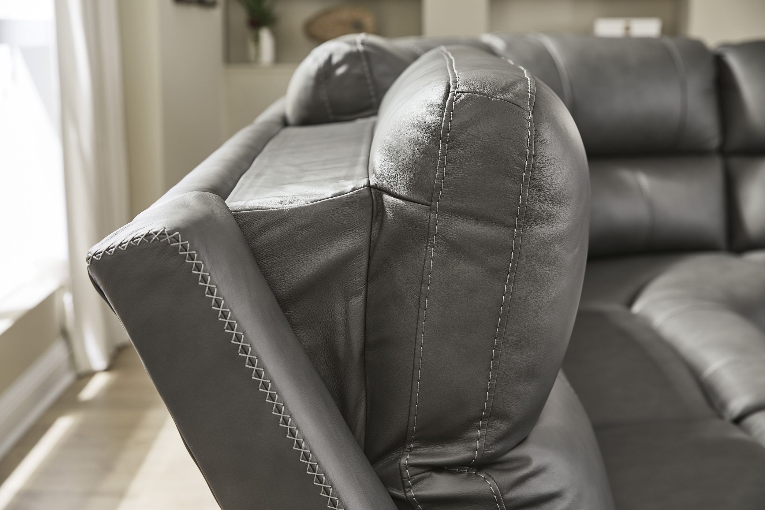 Bleckley 5-Piece Leather/PVC Power Reclining L-Shaped Sectiona Sofa