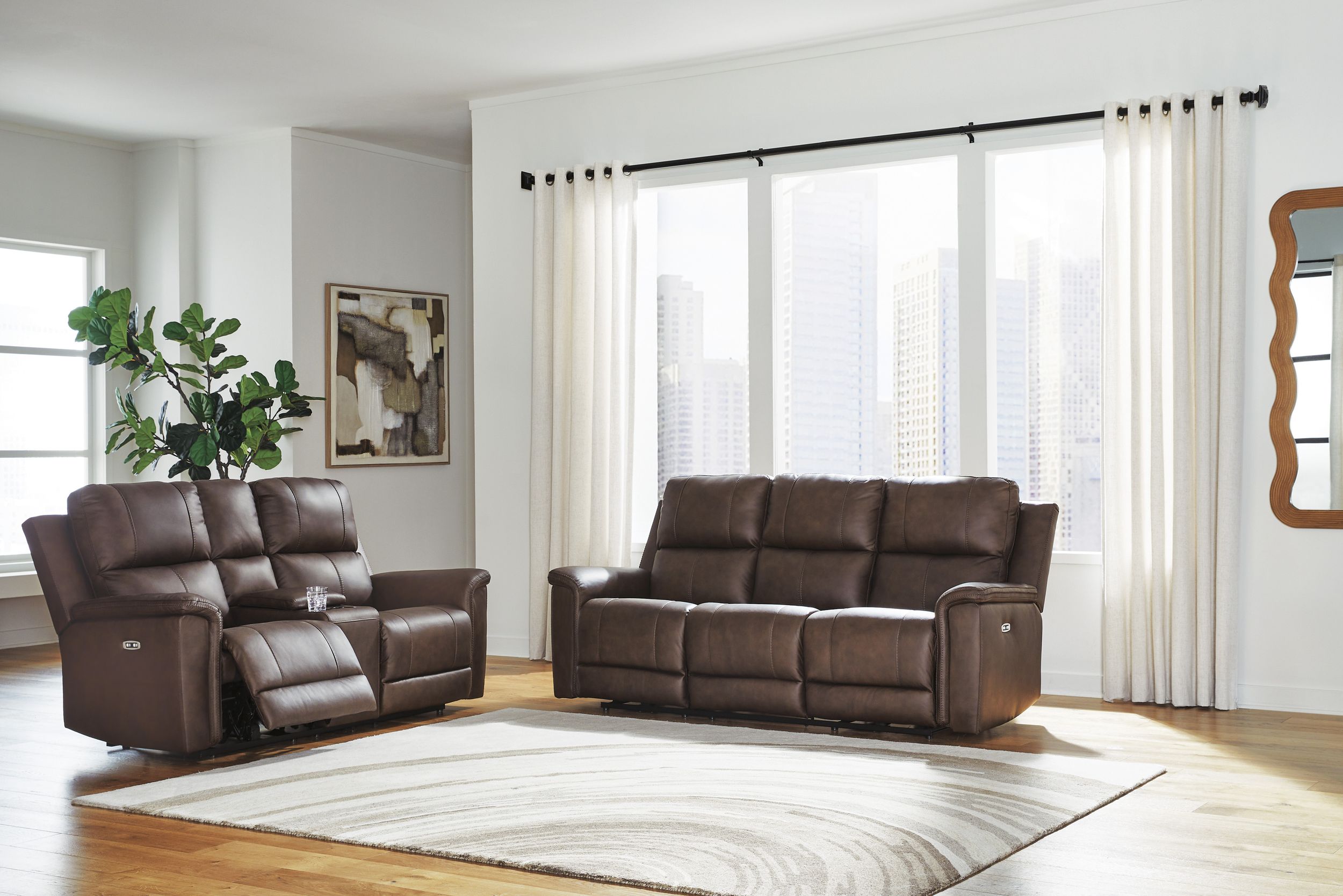 Bleckley Leather/PVC Power Reclining Sofa w/Adjustable Headrests