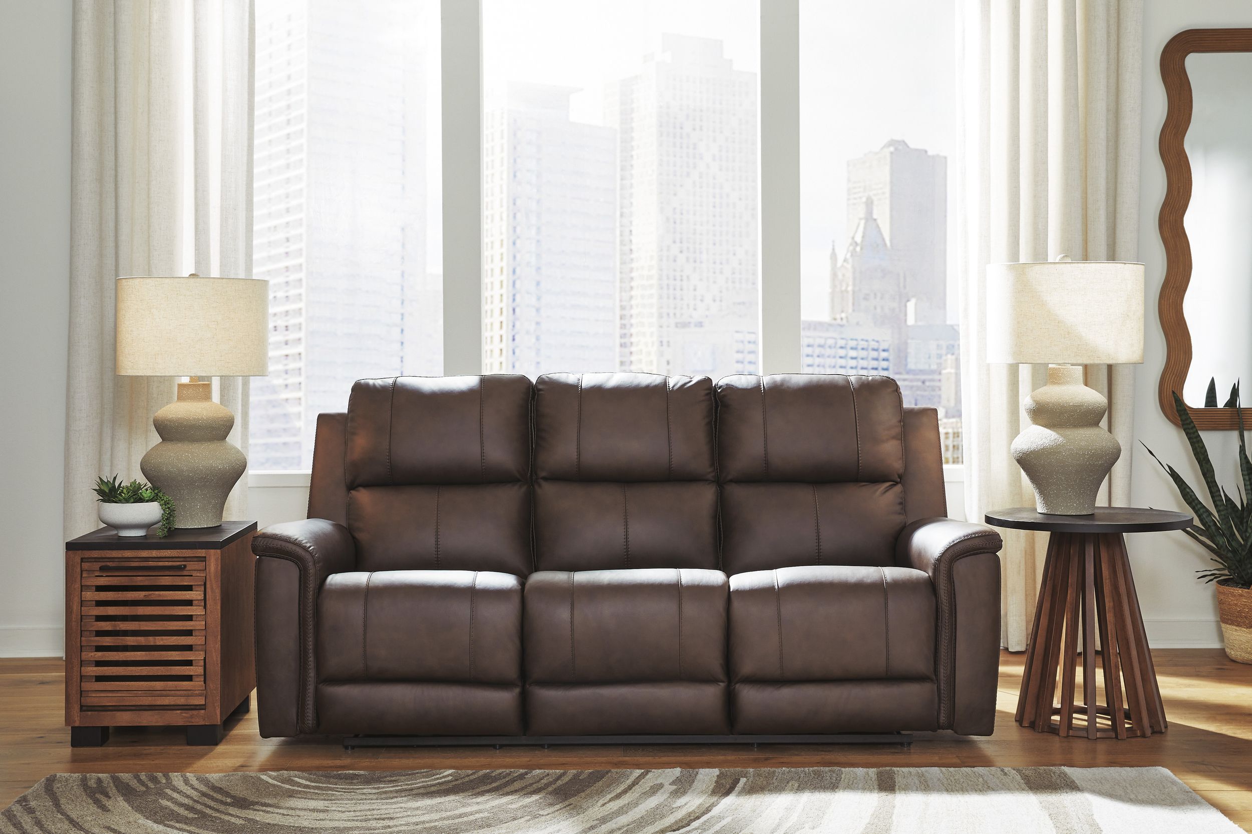 Bleckley Leather/PVC Power Reclining Living Set