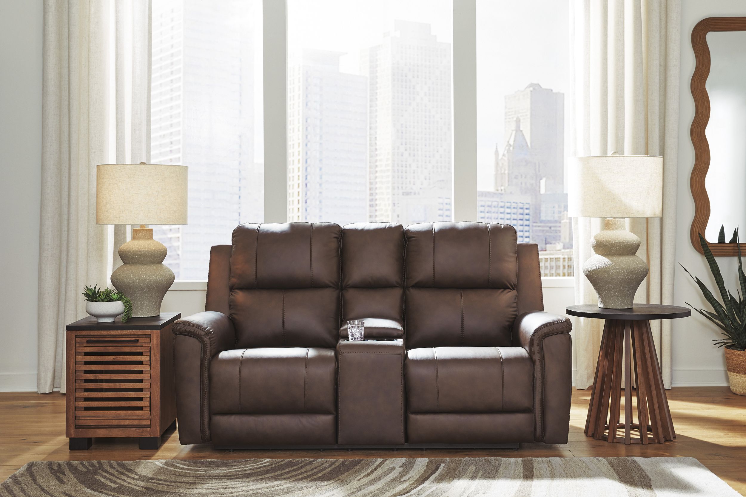 Bleckley Leather/PVC Power Reclining Living Set