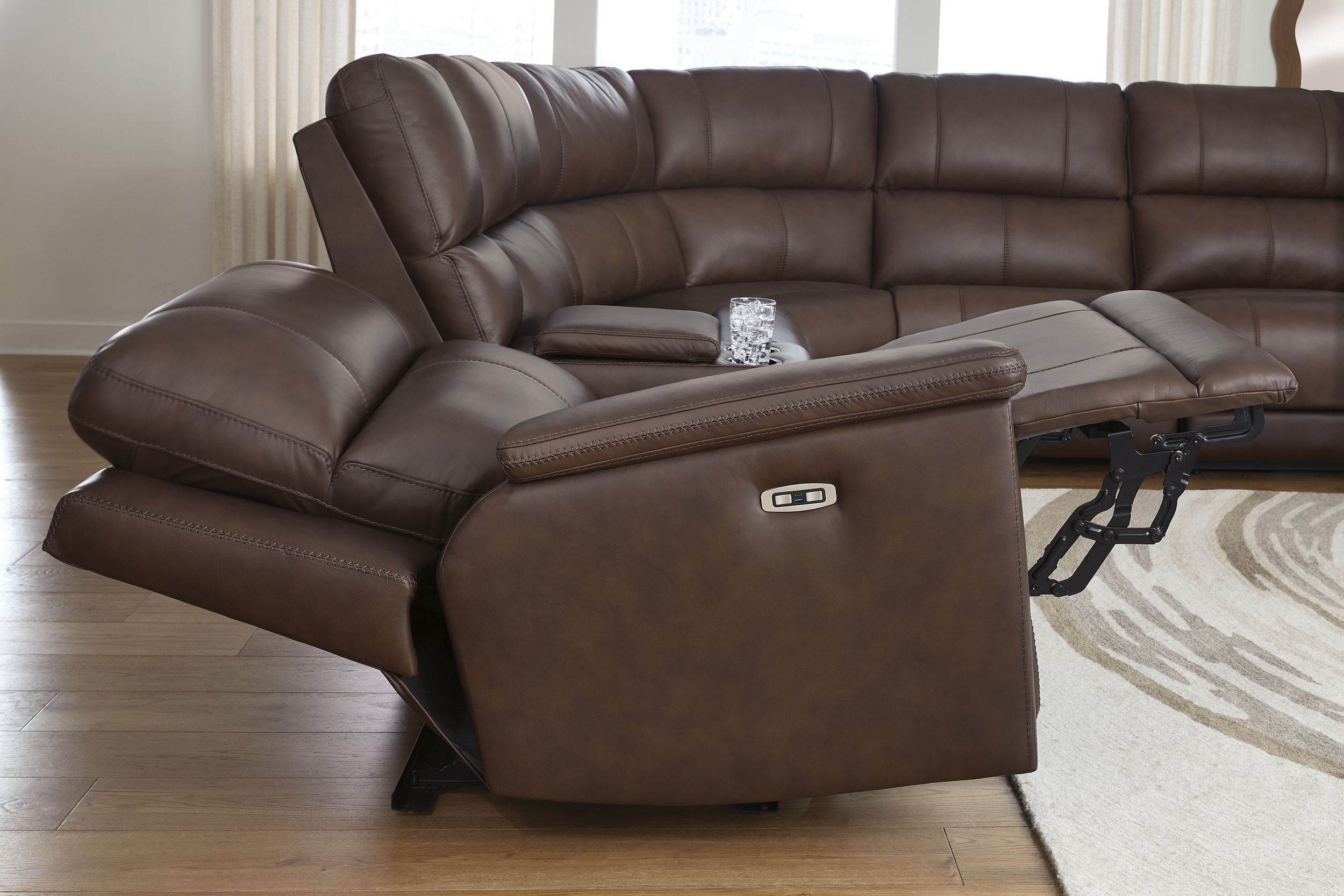 Bleckley 6-Piece Leather/PVC Power Reclining L-Shaped Sectional Sofa