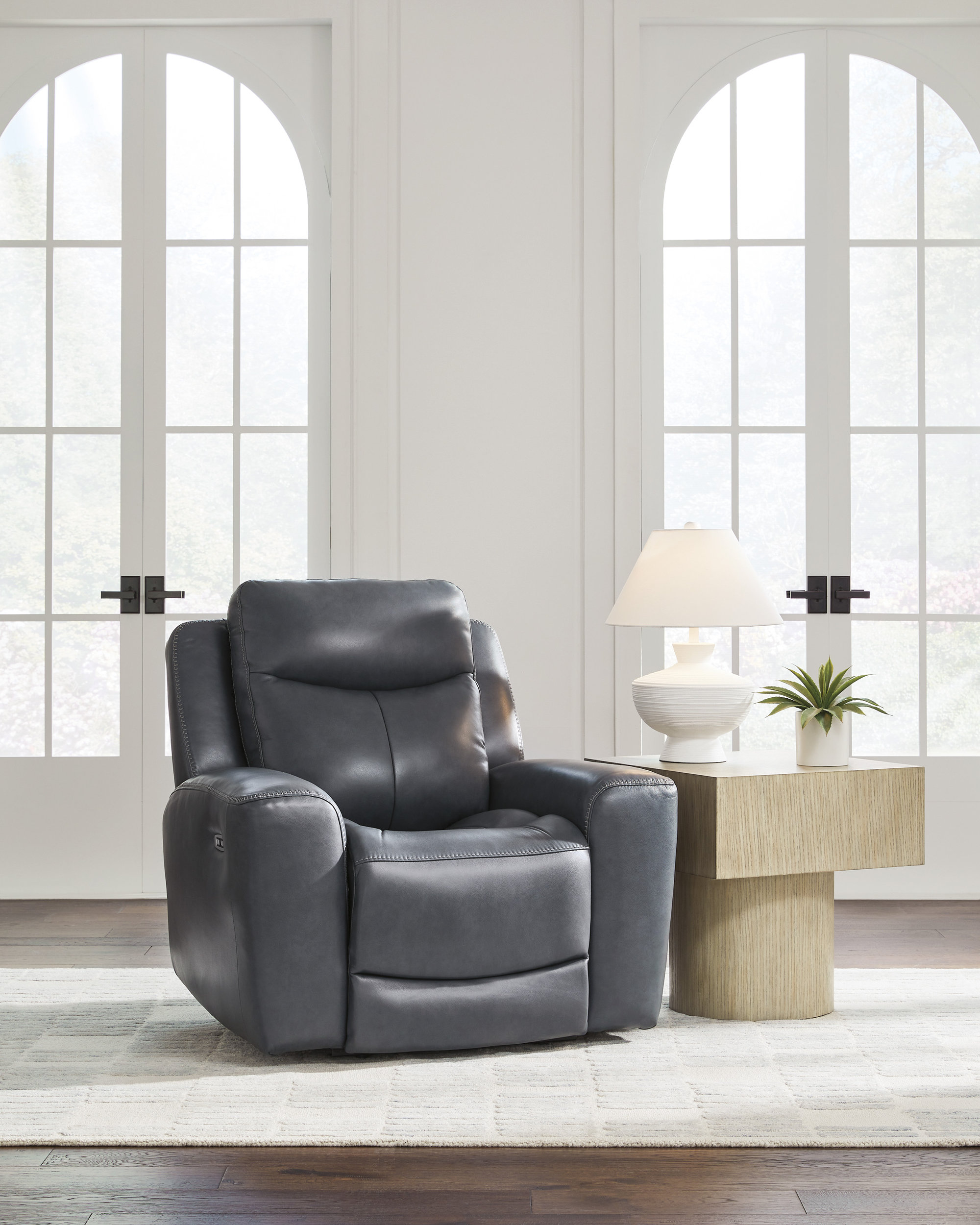 Next Move Leather Power Reclining Living Room Set with Adjustable Headrest