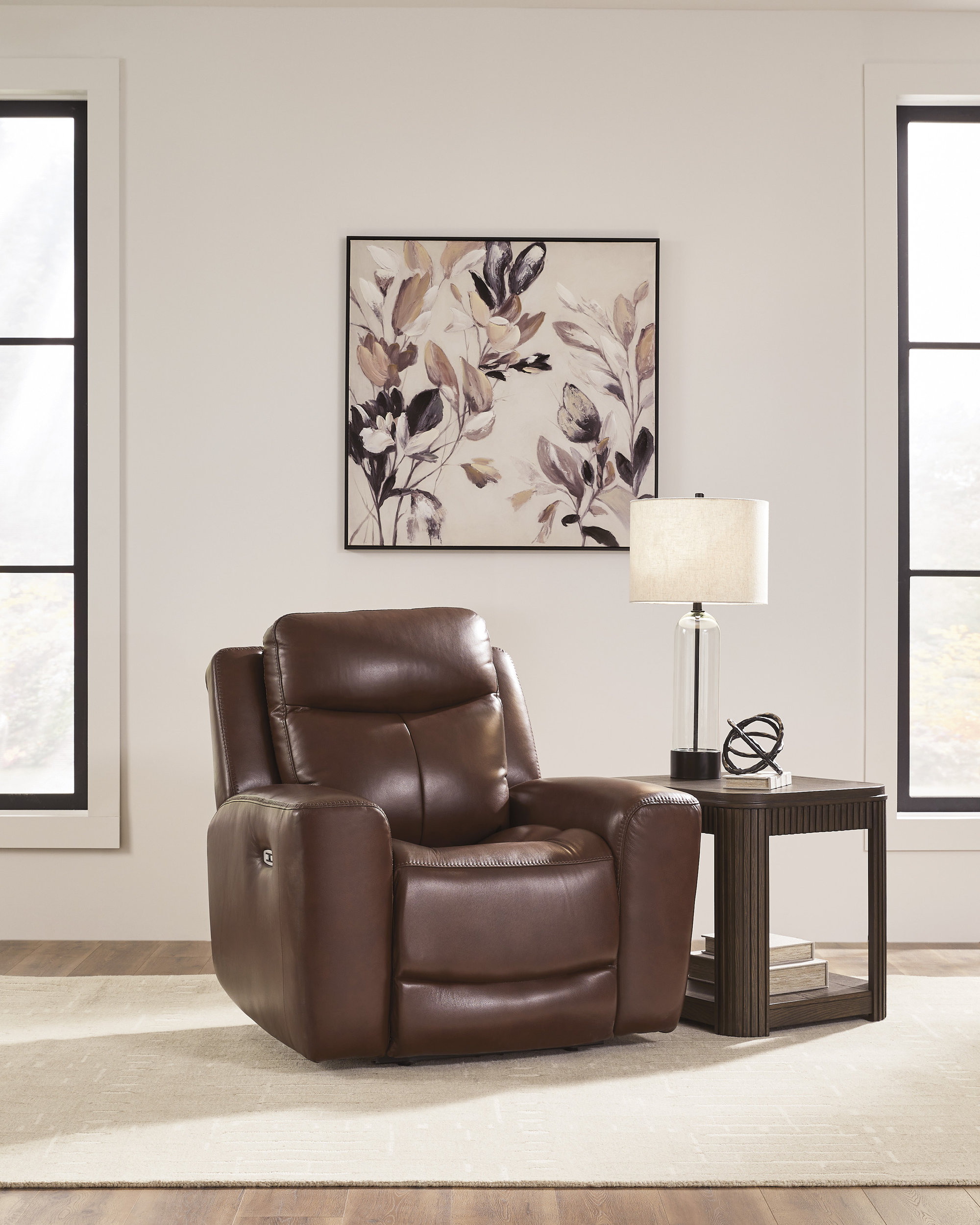 Next Move Leather Power Reclining Living Room Set with Adjustable Headrest
