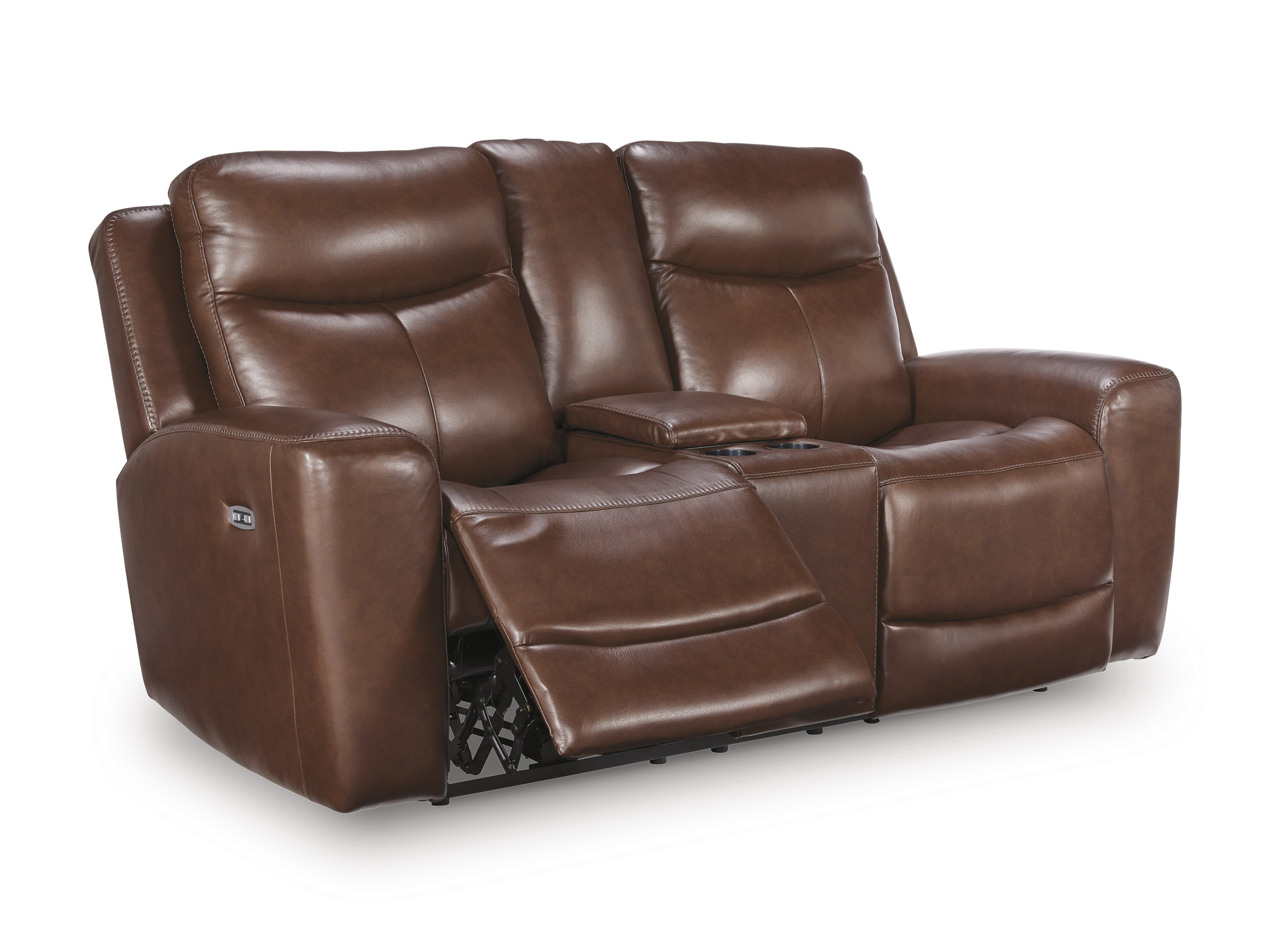 Next Move Leather Power Reclining Living Room Set with Adjustable Headrest