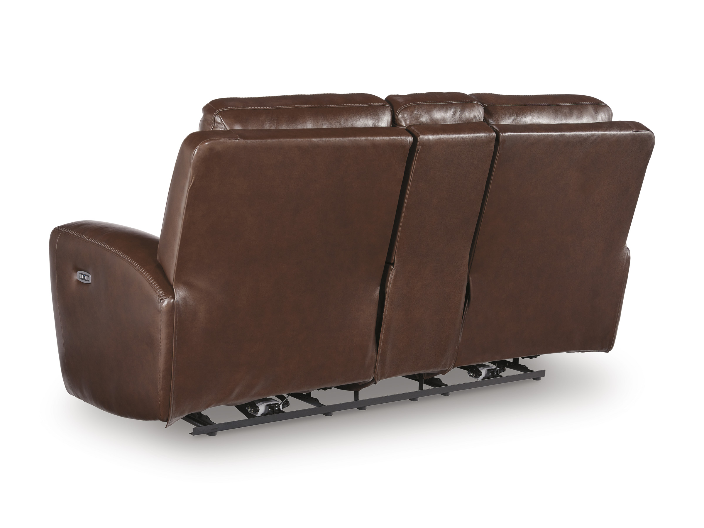 Next Move Power Reclining Loveseat | Mahogany Leather & Adjustable Headrest