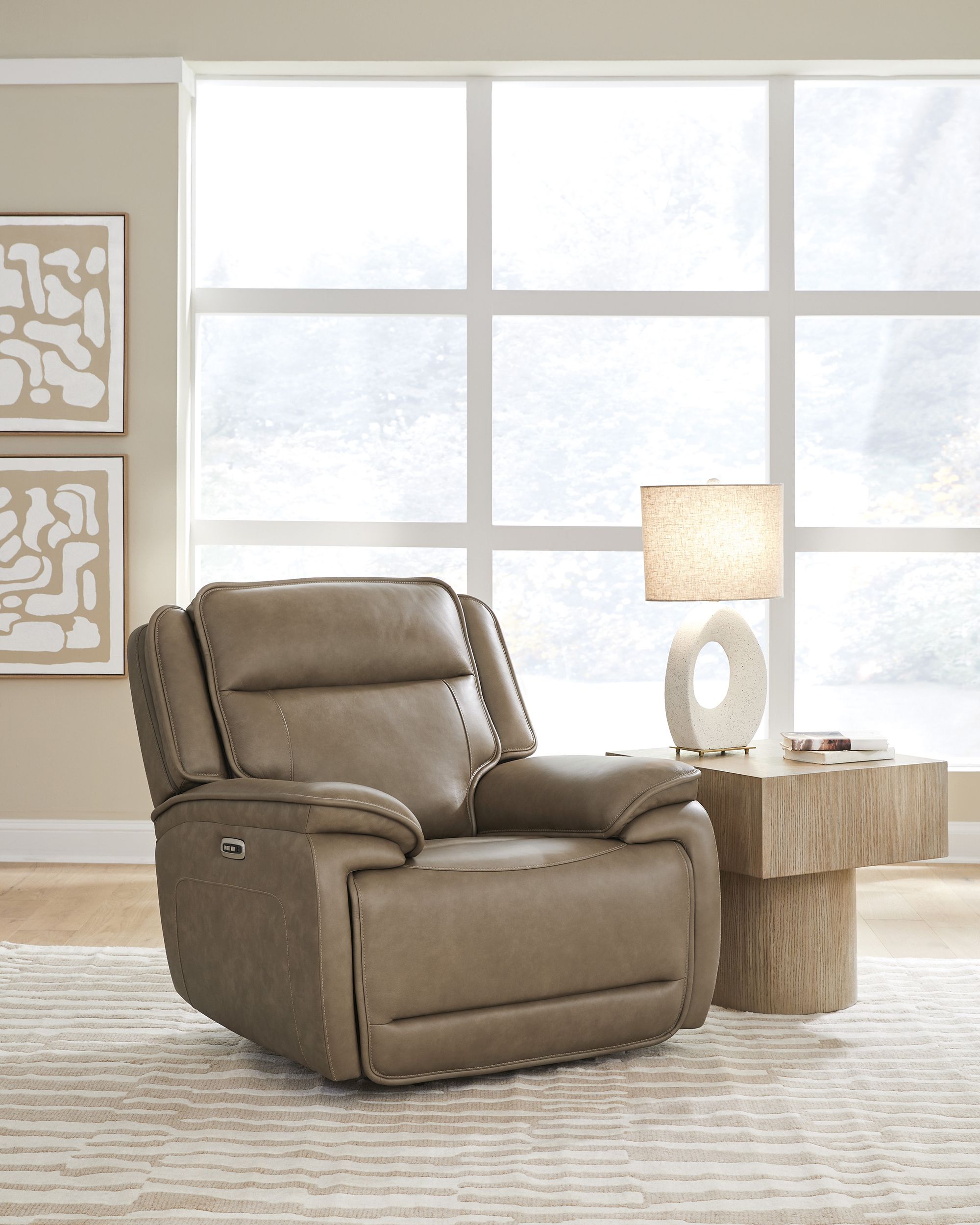 Glencroft Leather Power Recliner w/Adjustable Headrest