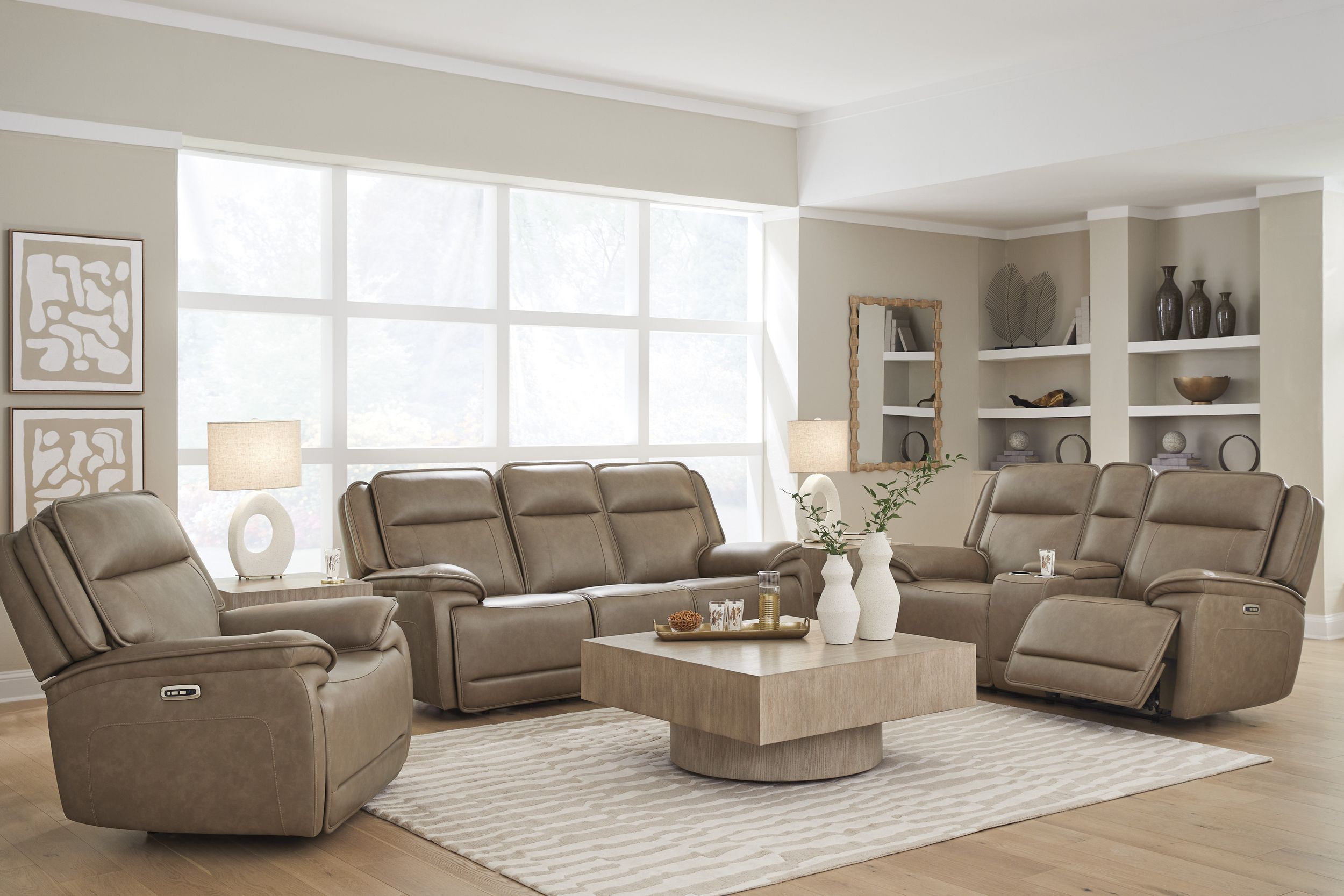 Glencroft Leather Power Recliner w/Adjustable Headrest