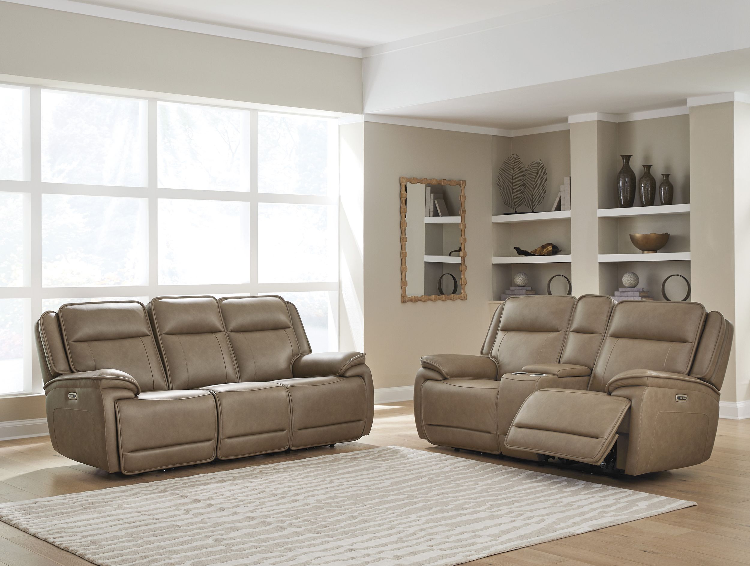 Glencroft Leather Power Reclining Living Set