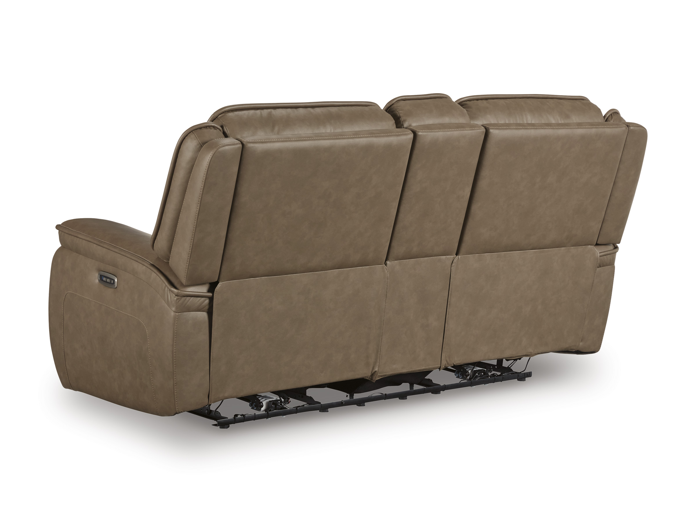 Glencroft Leather Power Reclining Loveseat w/Console & Adjustable Headrests