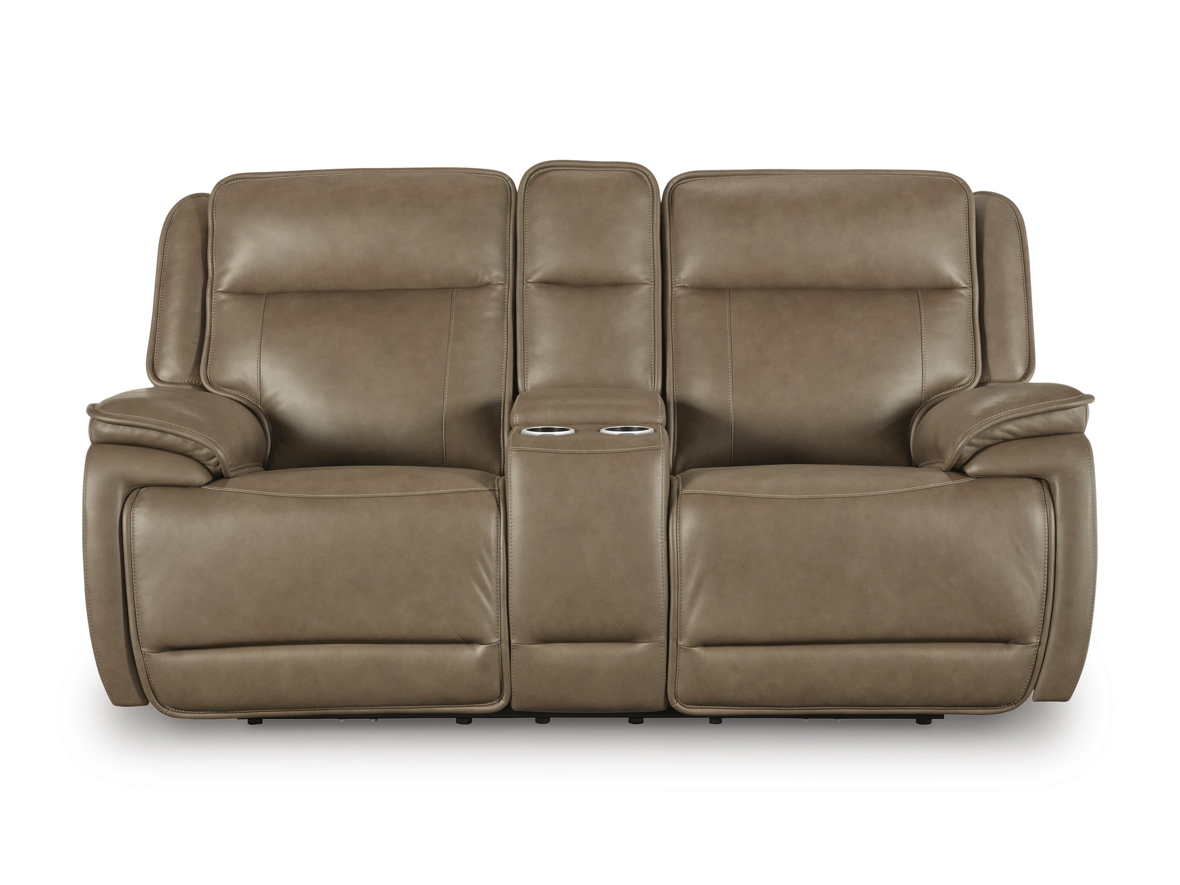 Glencroft Leather Power Reclining Loveseat w/Console & Adjustable Headrests
