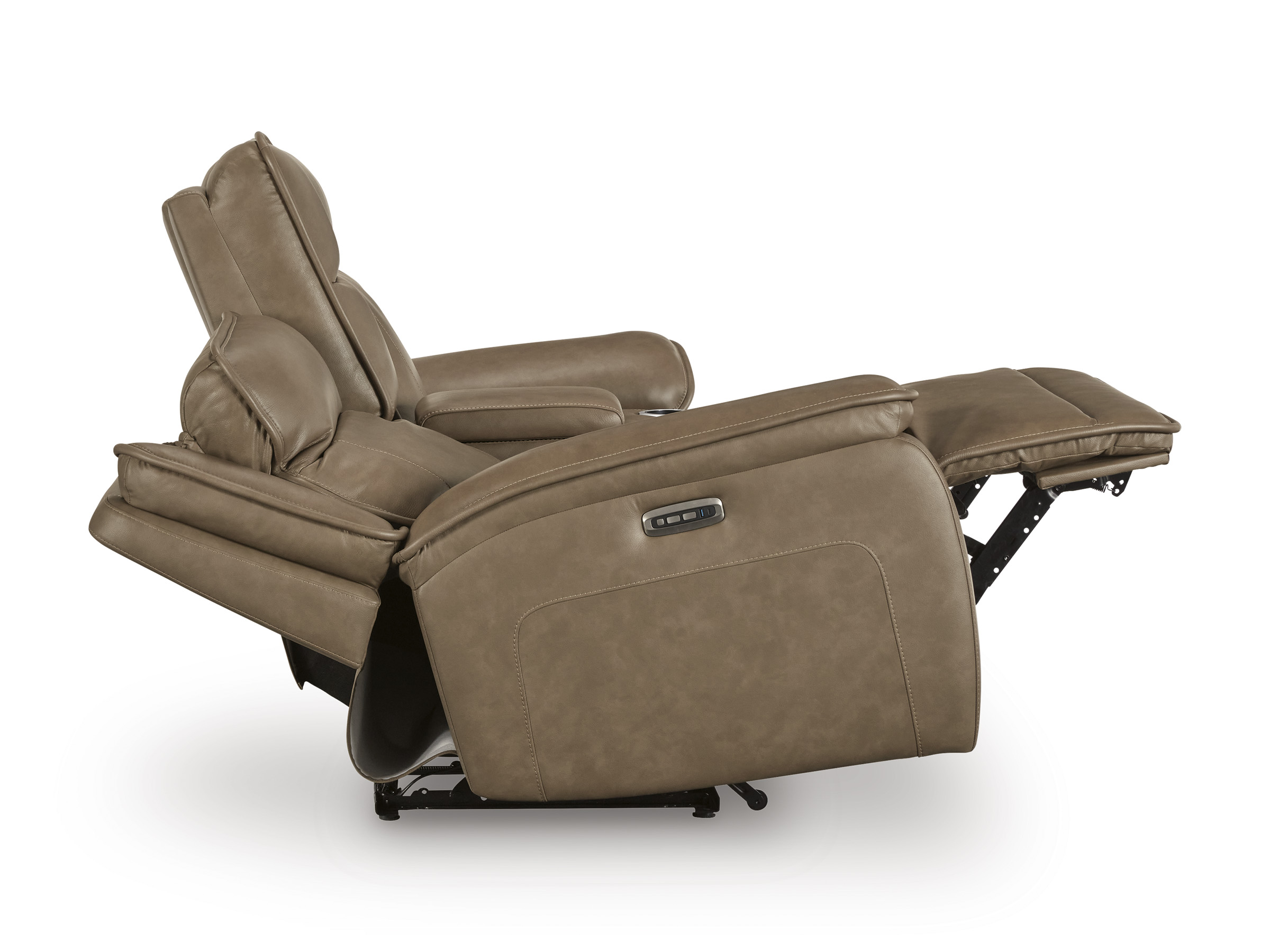 Glencroft Leather Power Reclining Loveseat w/Console & Adjustable Headrests